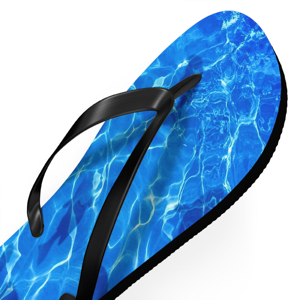 Unisex Vibrant Blue Sunlit Water Surface Fish Silhouette EVA Polyester Flip Flops