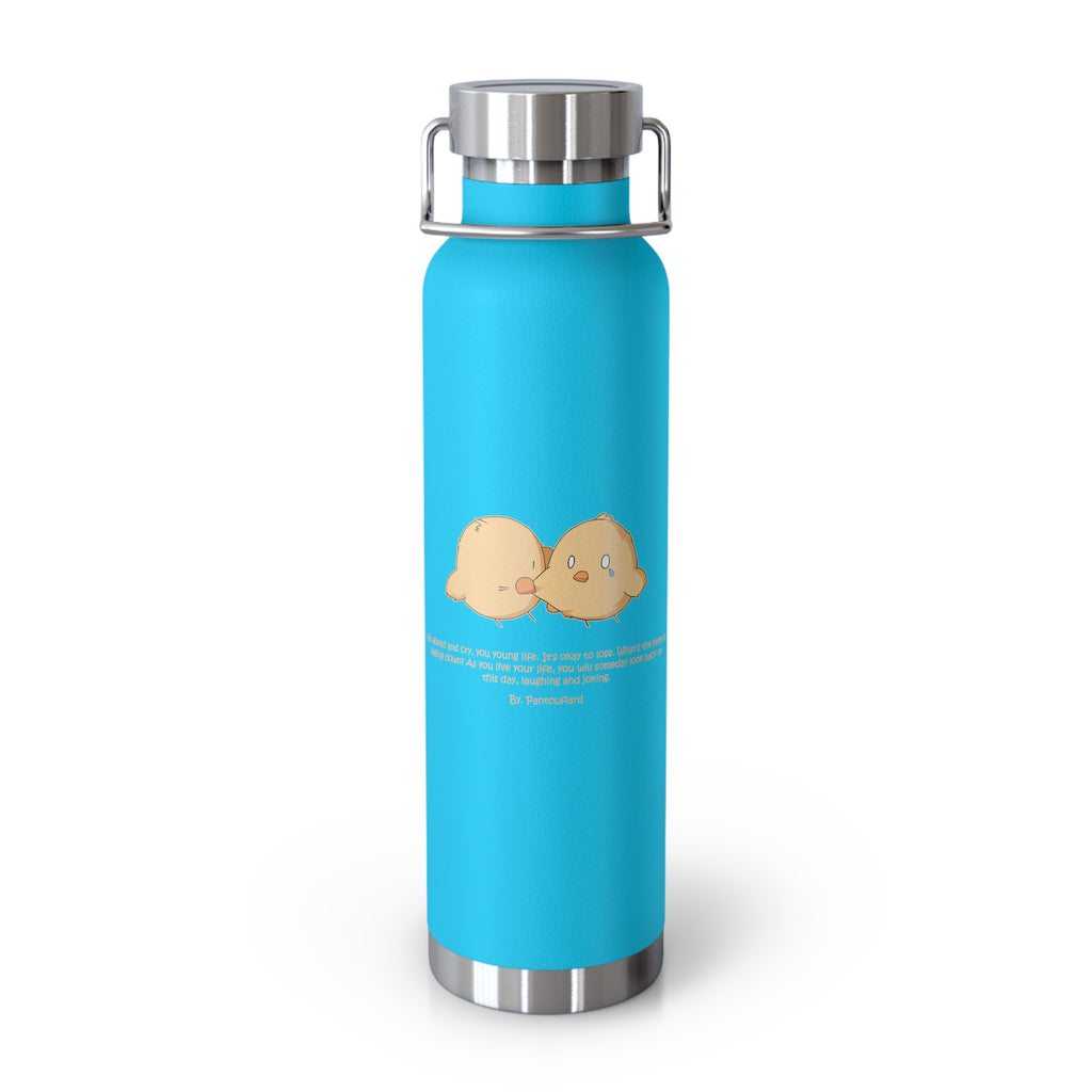 Navy Blue Cute Biting Chicks Quote 22oz Copper Vacuum Insulated Bottle