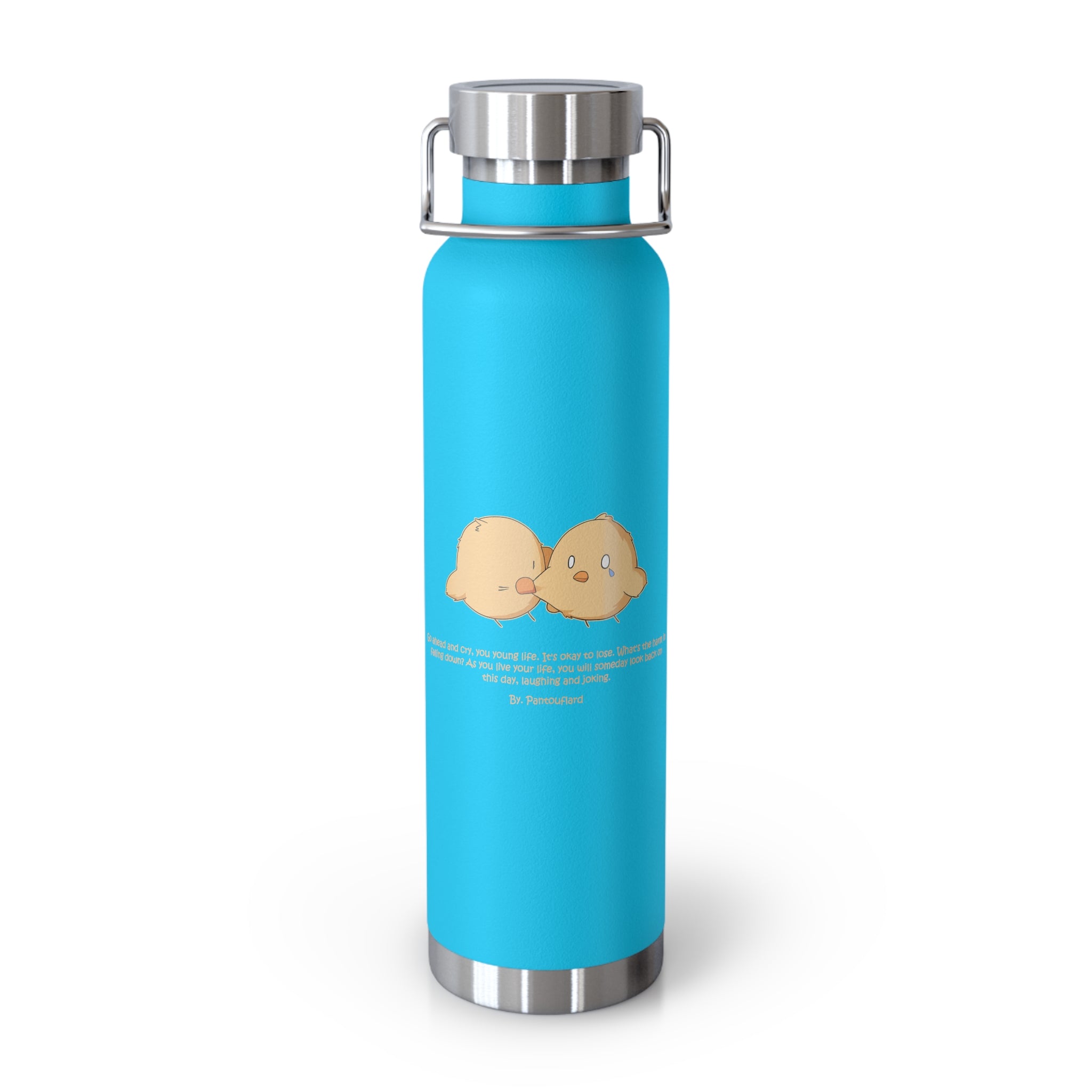 Navy Blue Cute Biting Chicks Quote 22oz Copper Vacuum Insulated Bottle