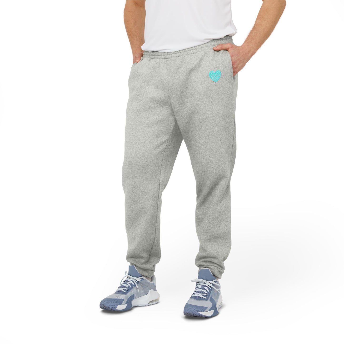 Adidas Unisex Fleece Joggers with Mint Heart Design