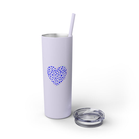 Blue Heart Dot Skinny Tumbler | 20oz Reusable Travel Mug, Eco-Friendly Drinkware