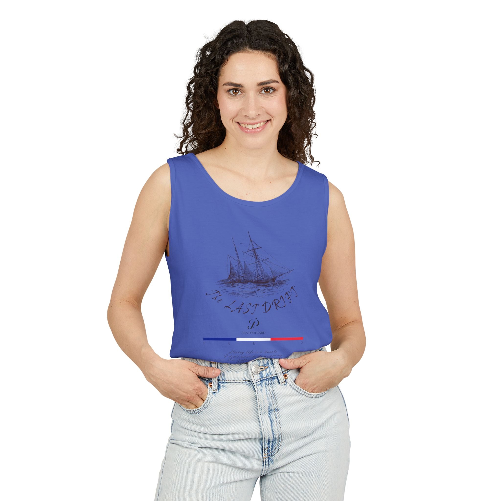Unisex White Last Drift Cotton Garment-Dyed Tank Top