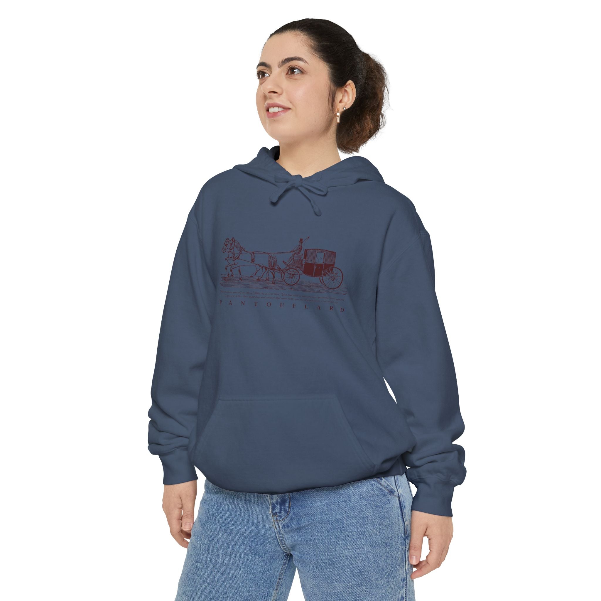 Old Money Equestrian Heritage Hoodie - The Heritage Carriage I (Premium Garment-Dyed Heavyweight Fleece)
