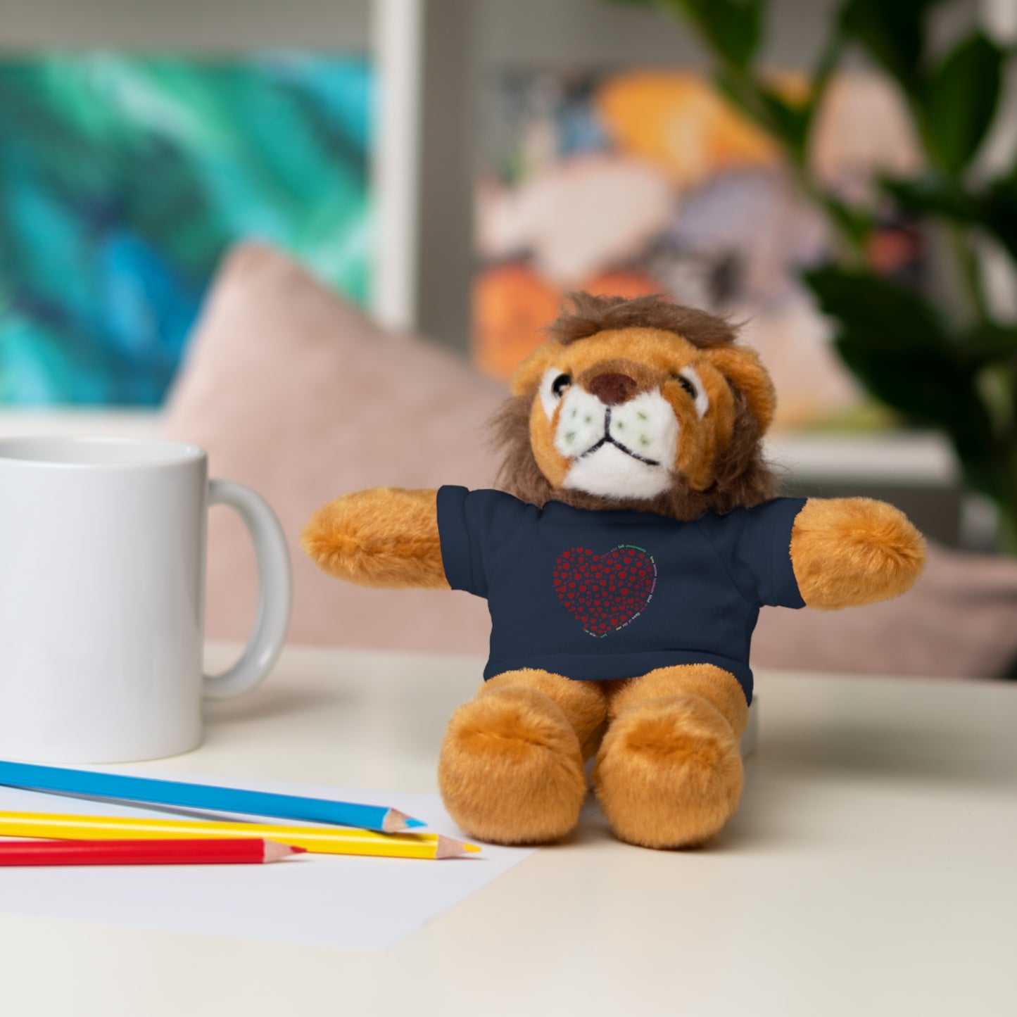 Personalized Stuffed Animal with Red Heart T-Shirt