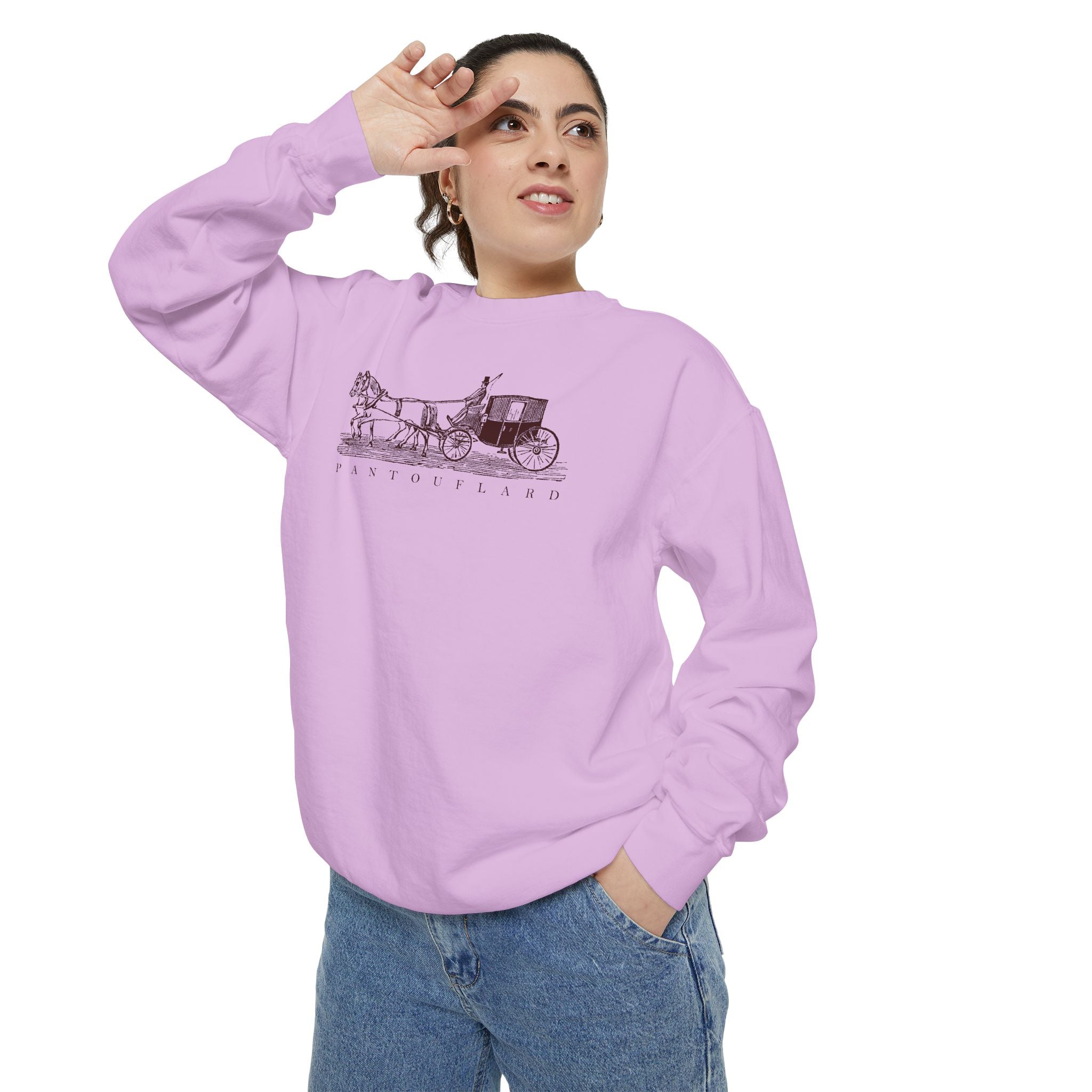 Unisex White Pantouflard Carriage Cotton Blend Sweatshirt