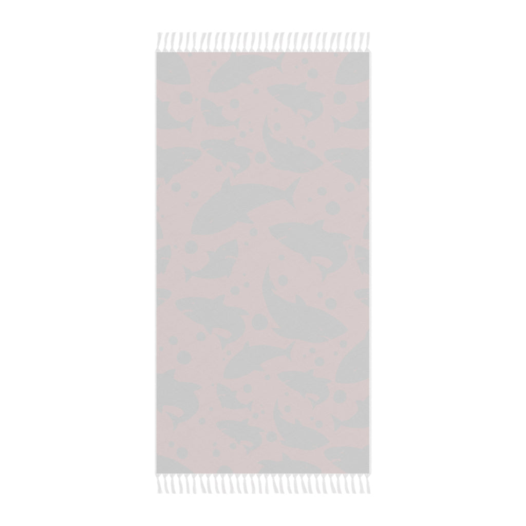Red Black Shark Silhouette Pattern 100% Polyester Boho Beach Cloth