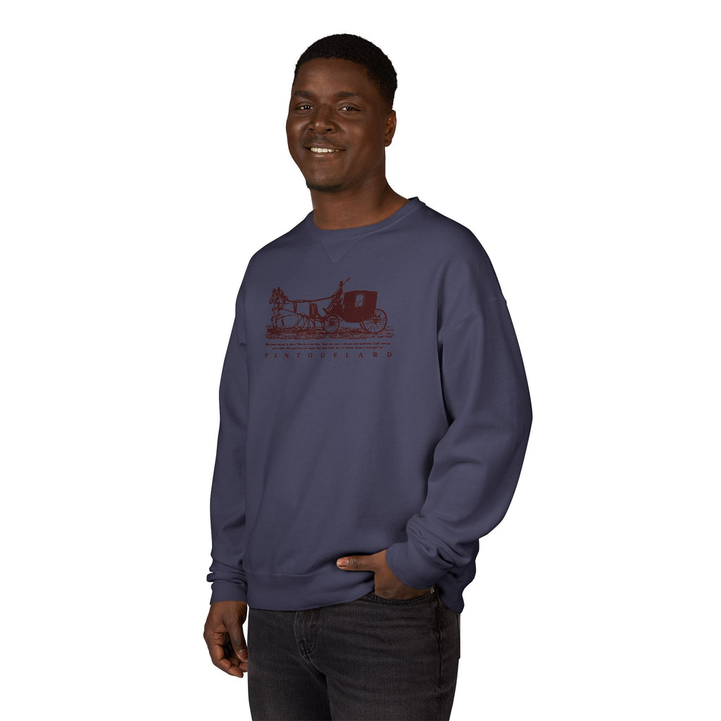 Old Money Equestrian Heritage Crewneck - The Nostalgic Journey I (Dark Academia Garment-Dyed Sweatshirt)