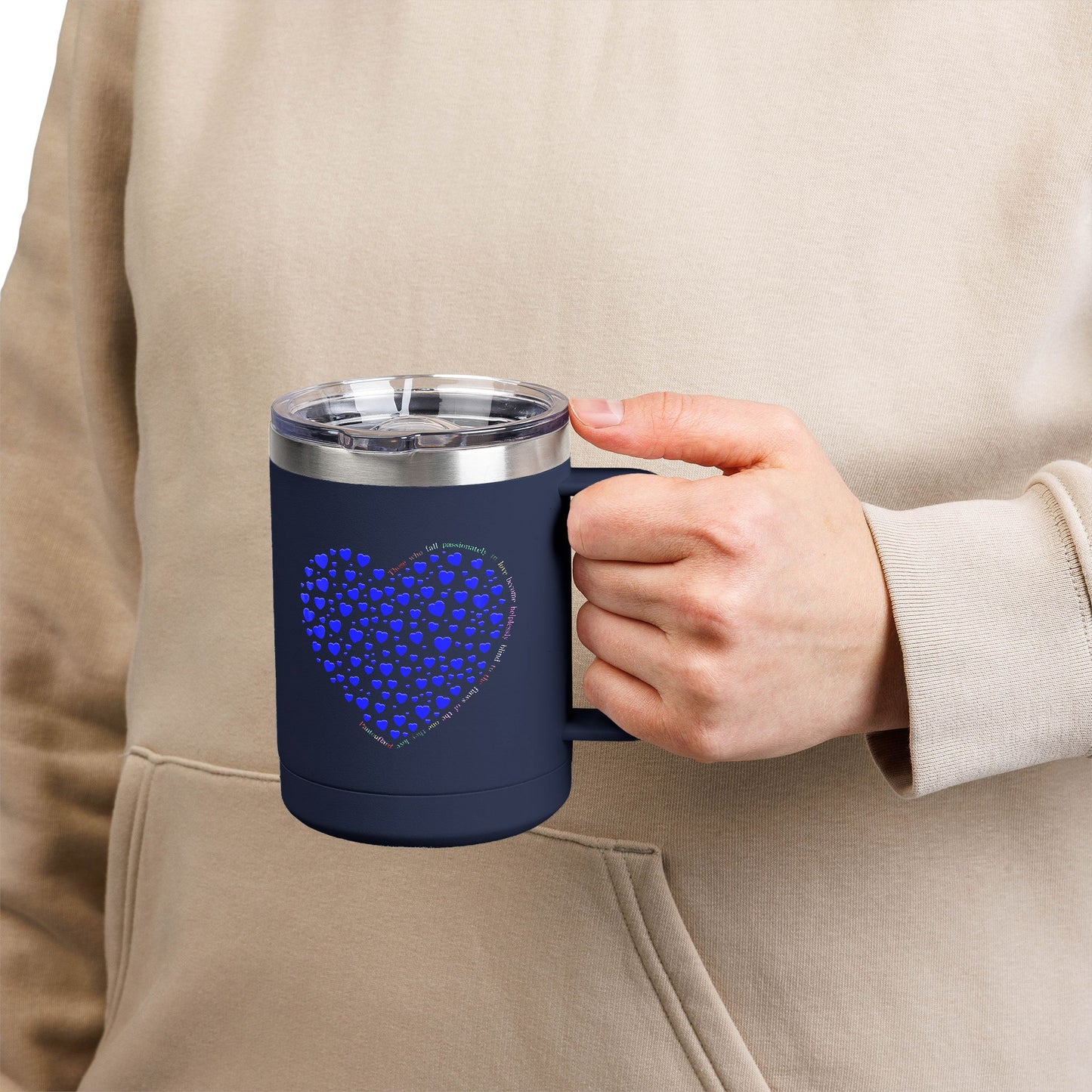 Blue Heart Coffee Mug Tumbler, Personalized Mug