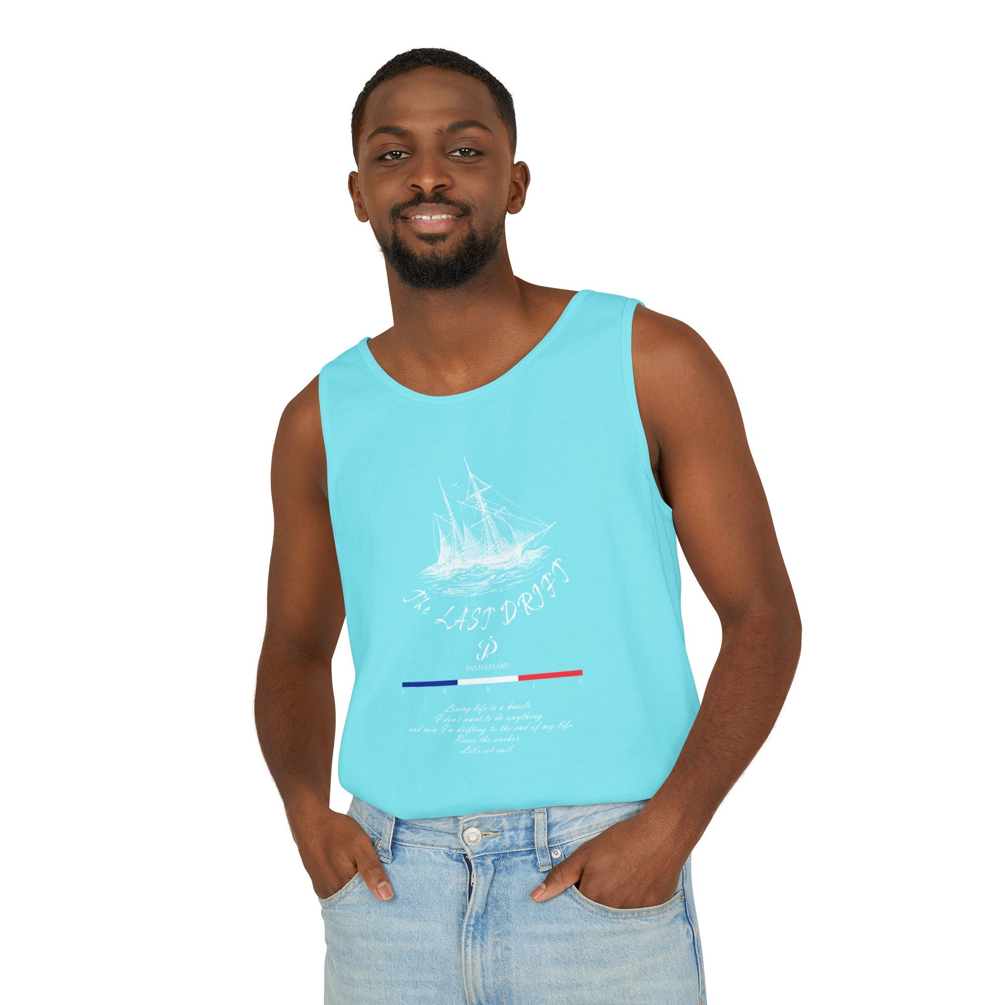 Unisex Black Last Drift Cotton Garment-Dyed Tank Top