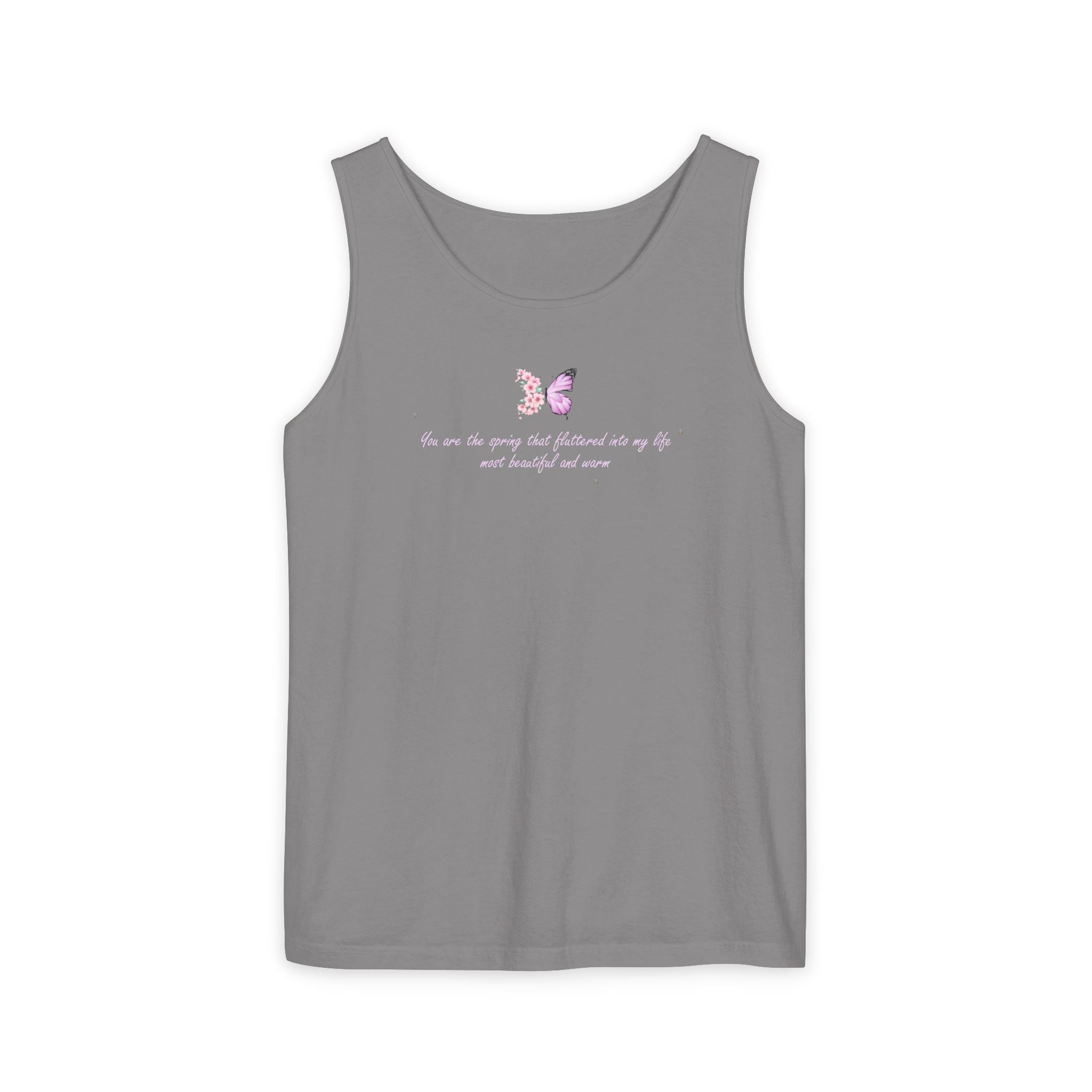 Unisex Navy Blue Floral Butterfly Spring Quote 100% Cotton Tank Top