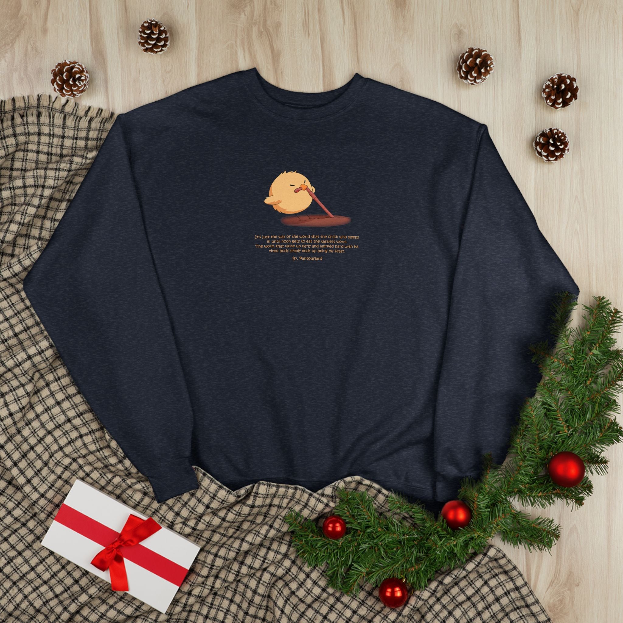 Funny Early Bird Parody Sweatshirt | "The Late Bird Gets The Feast" Sarcastic Quote | Hanes Soft Eco-Fleece Pullover (S-3XL)