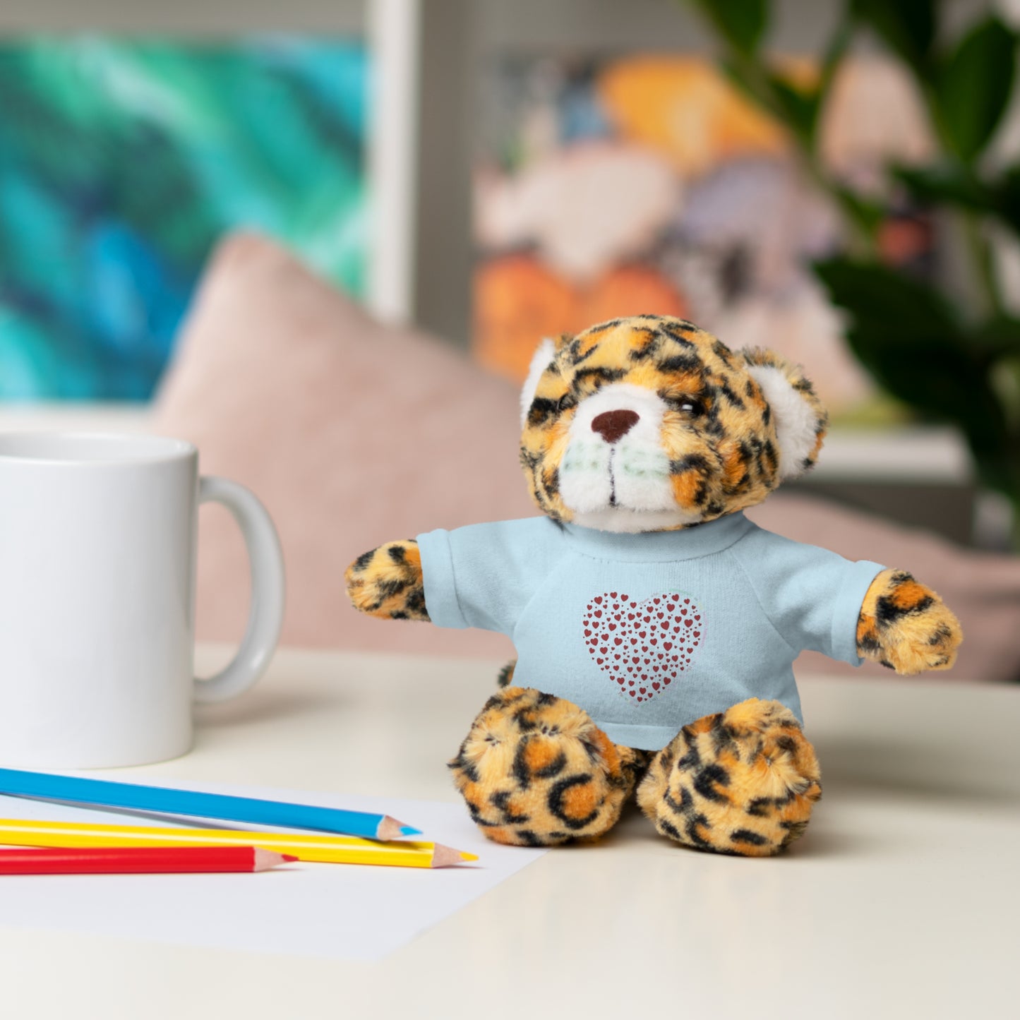 Personalized Stuffed Animal with Red Heart T-Shirt