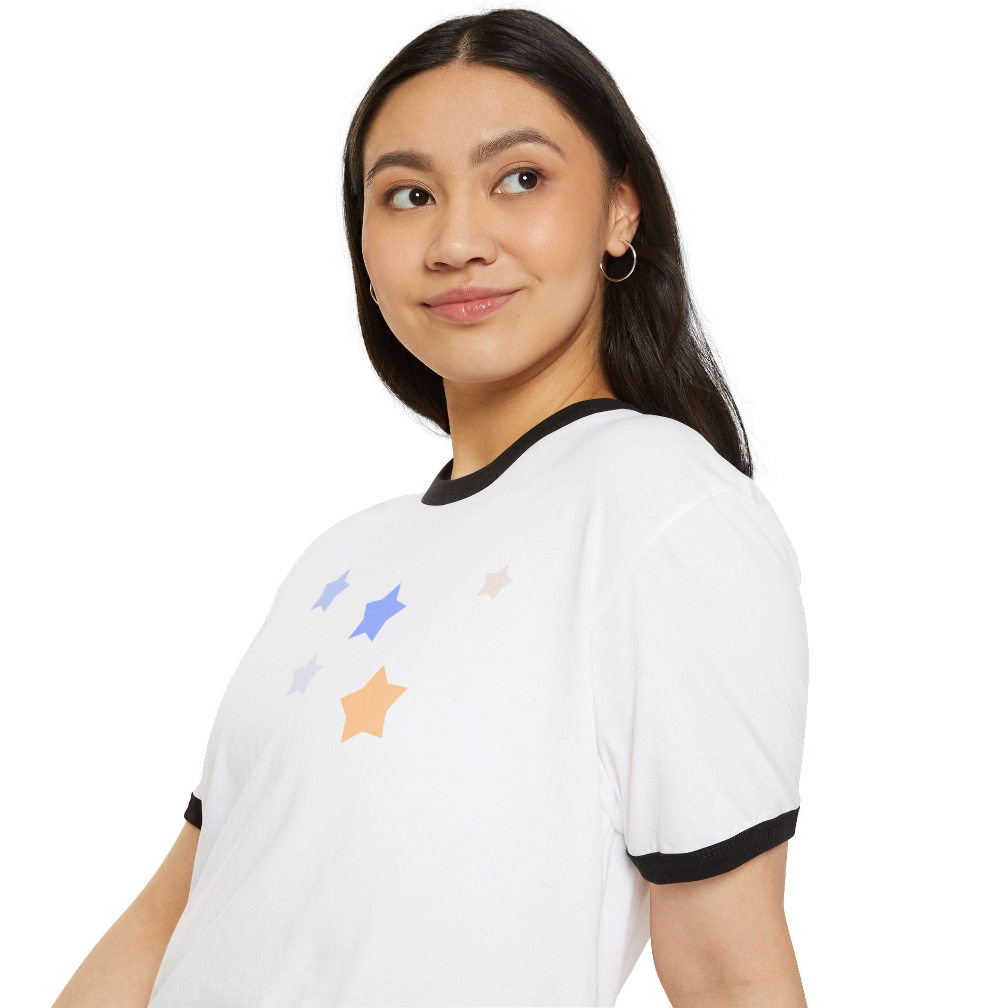 Cassiopeia Constellation Graphic Ringer T-Shirt - W-Shape Astronomy Cotton Tee