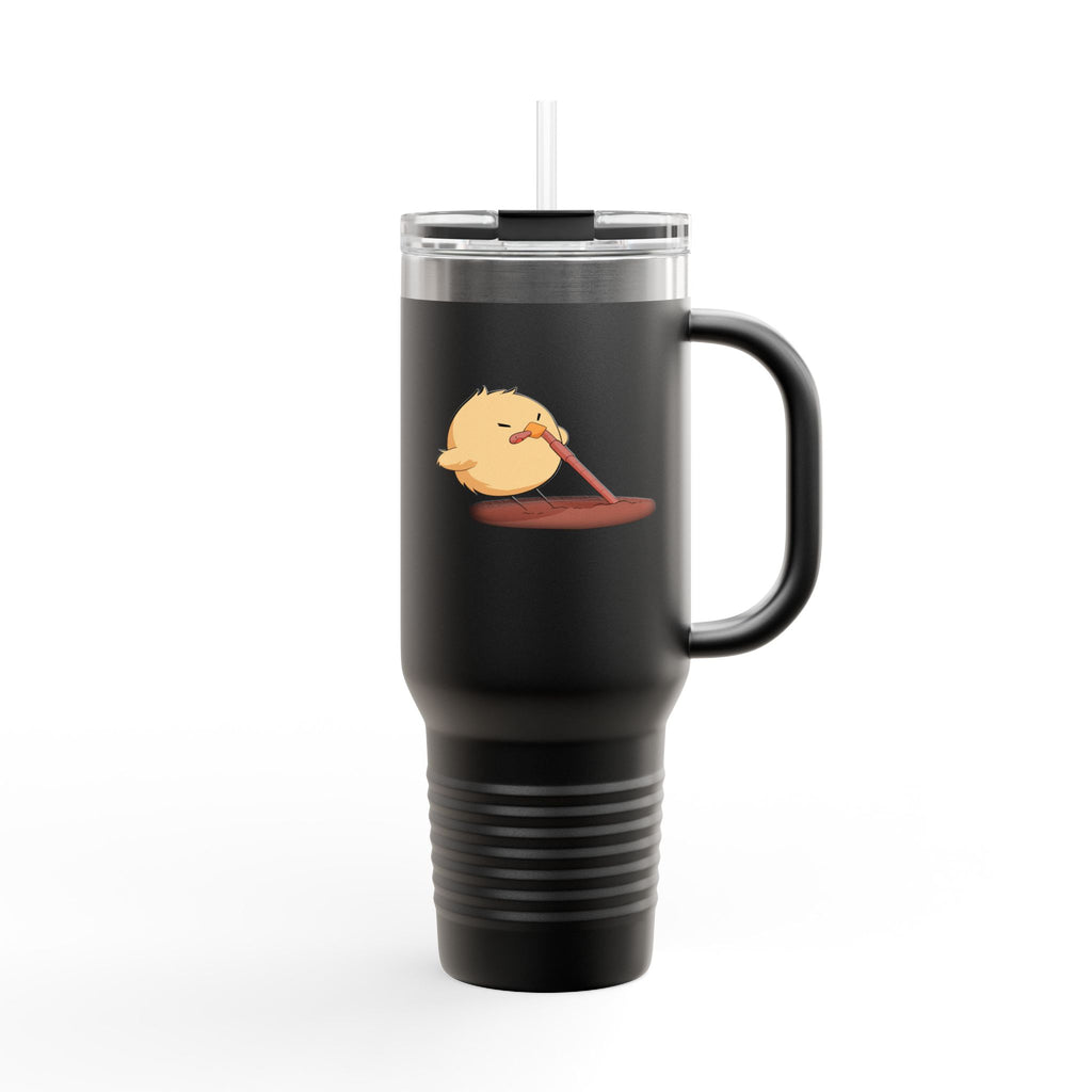 Black Cute Chick Pulling Worm 40oz Stainless Steel Insulated Travel Mug