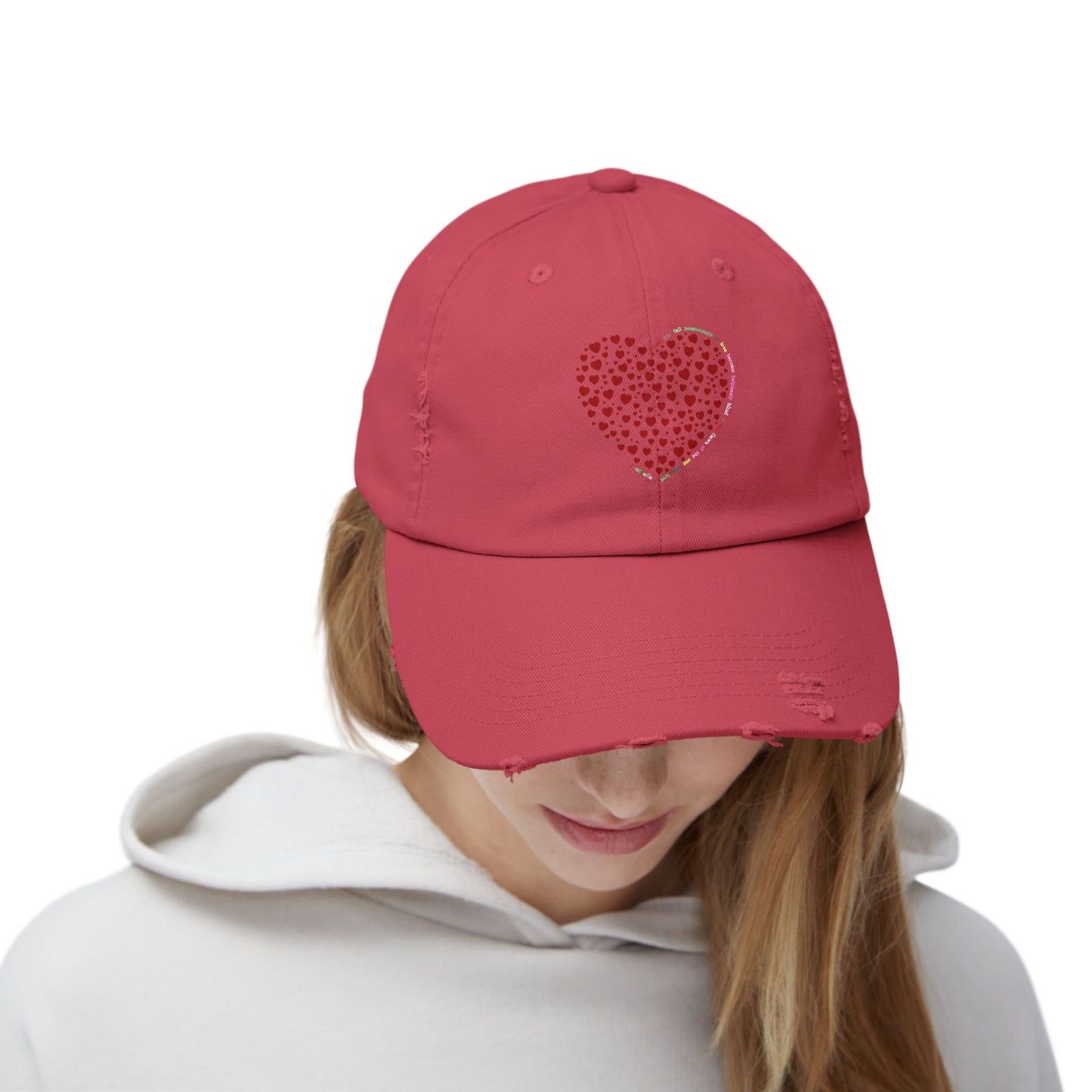 Distressed Red Heart Cap, Casual Hat