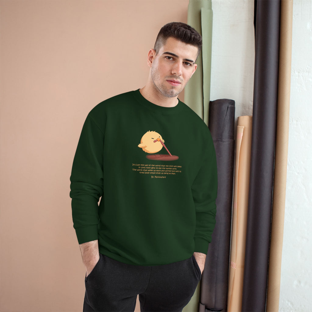 Early Bird Parody Champion Sweatshirt | Sarcastic "Late Sleeper" Quote Crewneck | The Early Worm Gets Eaten Graphic | Oversized Fit (S-3XL)