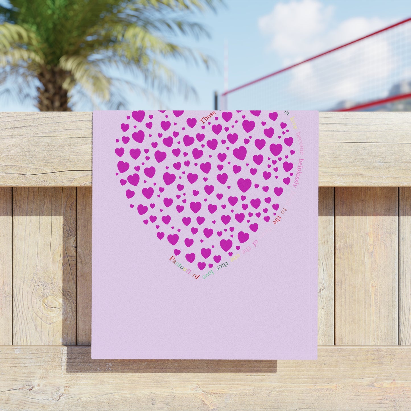 Beach Towels with Pink Heart Design , Cute Summer Accessories, Beach Day Essentials