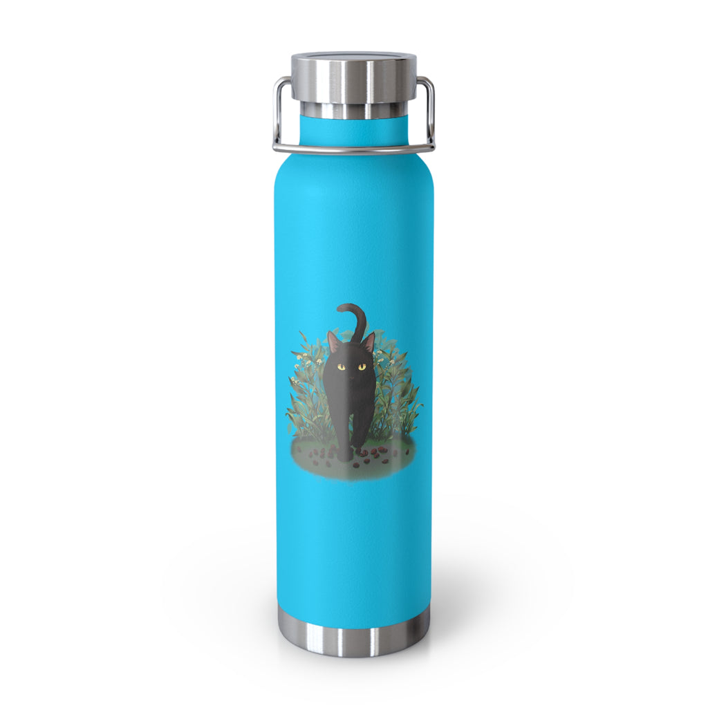 Black Mysterious Black Cat in Bushes 22oz Copper Vacuum Insulated Bottle