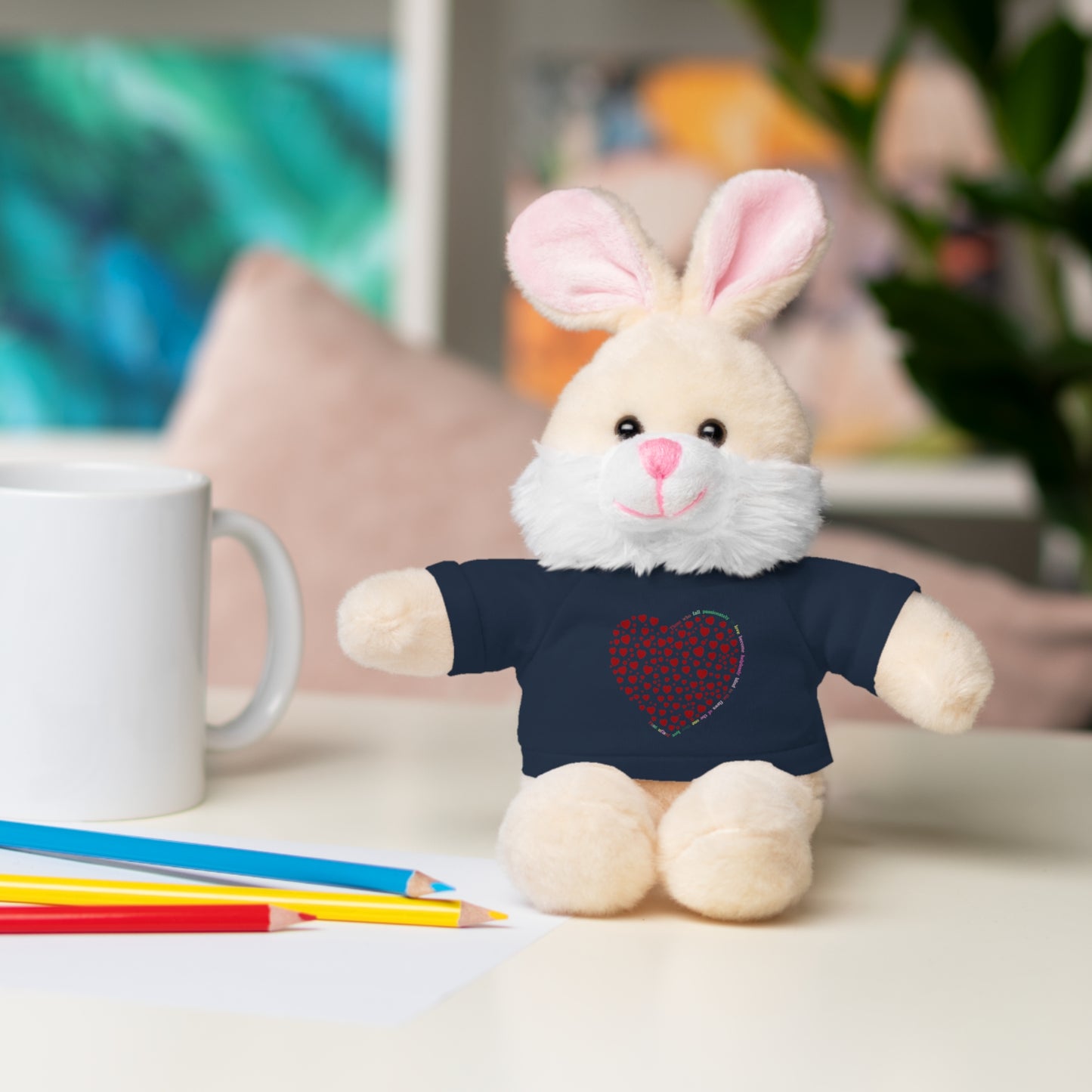 Personalized Stuffed Animal with Red Heart T-Shirt
