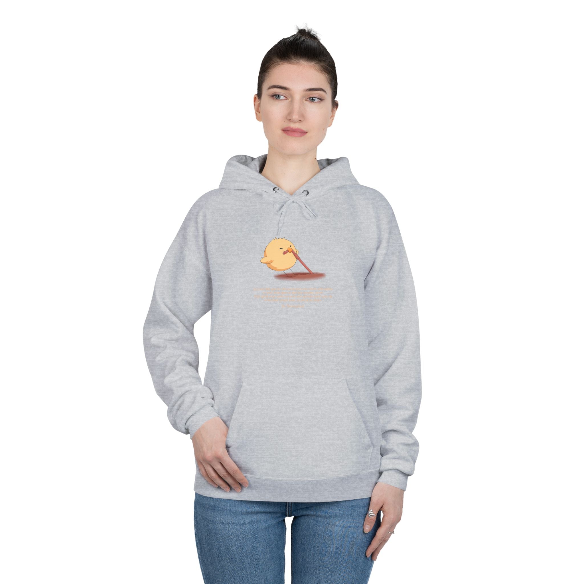 Unisex Light Blue Pantouflard Chick Cotton Blend Pullover Hoodie