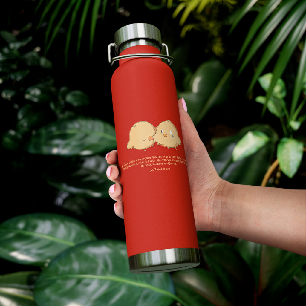 Navy Blue Cute Biting Chicks Quote 22oz Copper Vacuum Insulated Bottle