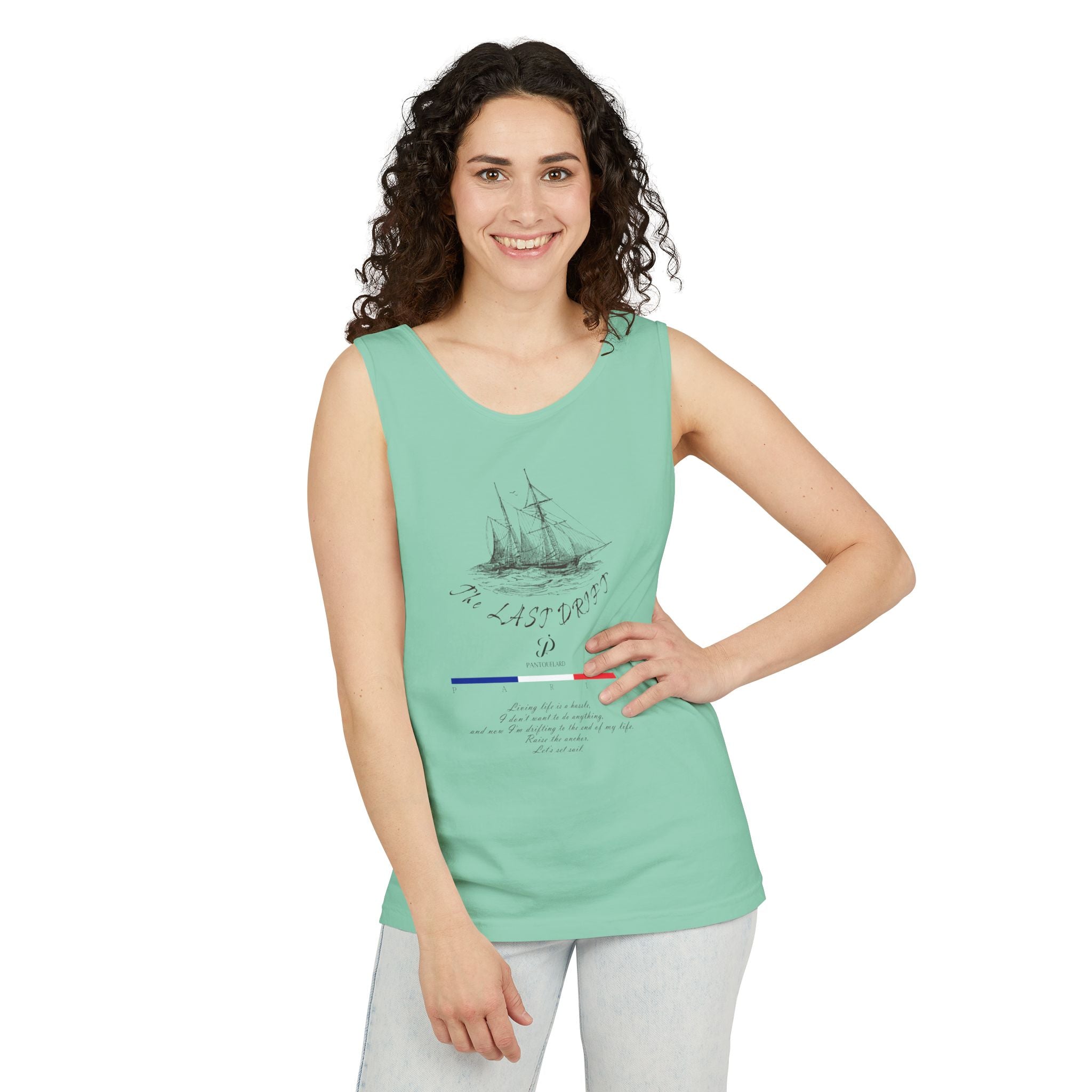 Unisex White Last Drift Cotton Garment-Dyed Tank Top