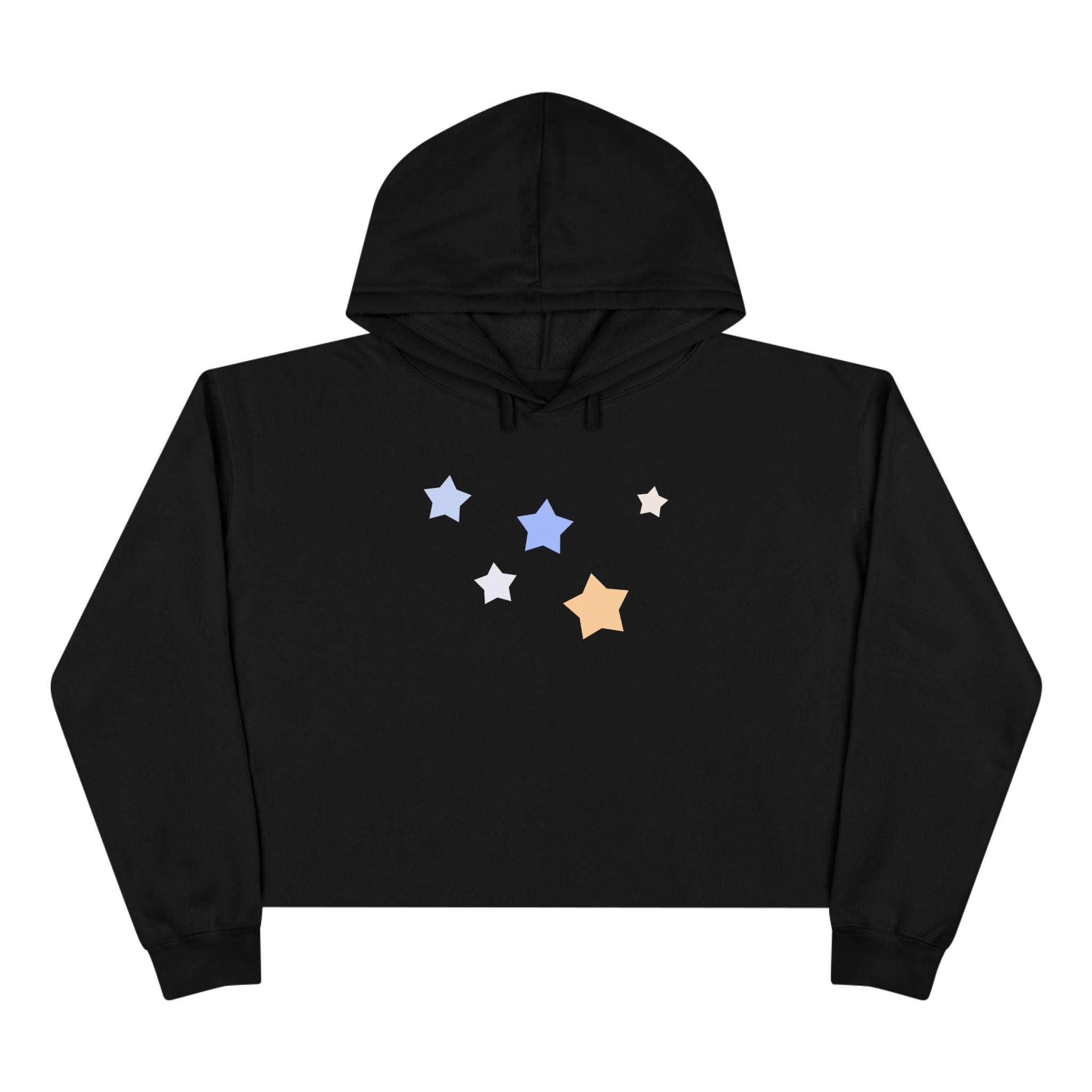 Women's Cassiopeia Constellation Graphic Fleece Crop Hoodie - W-Shape Raw Hem Pullover