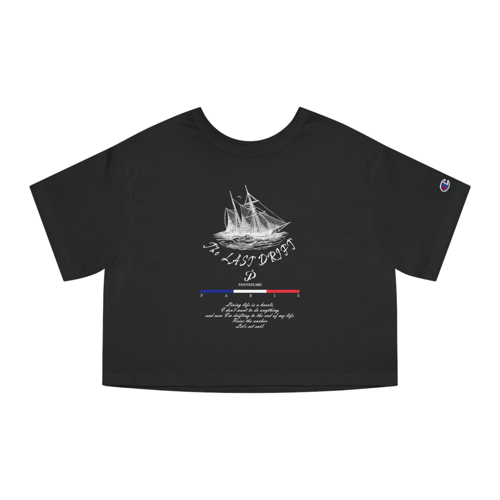 Old Money Nautical Champion Cropped Tee - The Last Drift II (Paris Aesthetic Heritage Shirt)