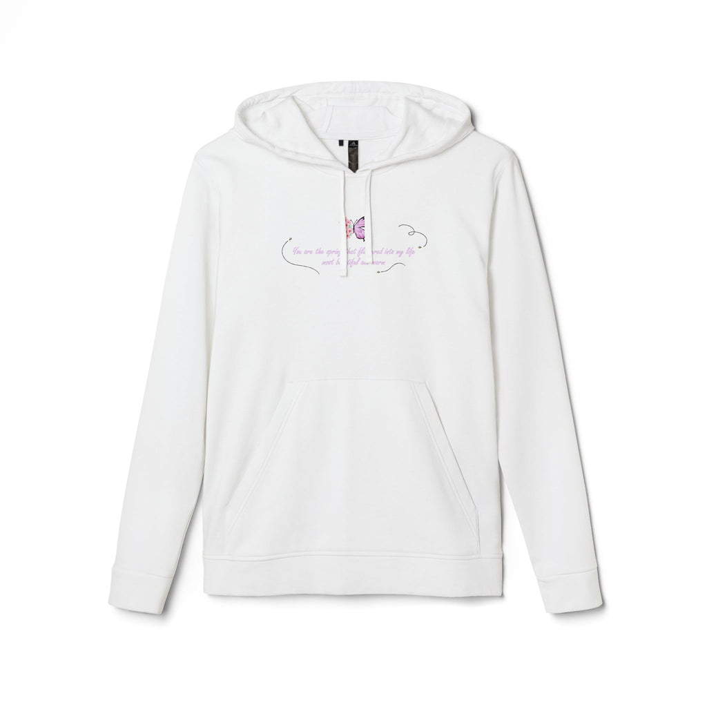 Unisex White Floral Butterfly Spring Quote BCI Cotton Adidas Hoodie