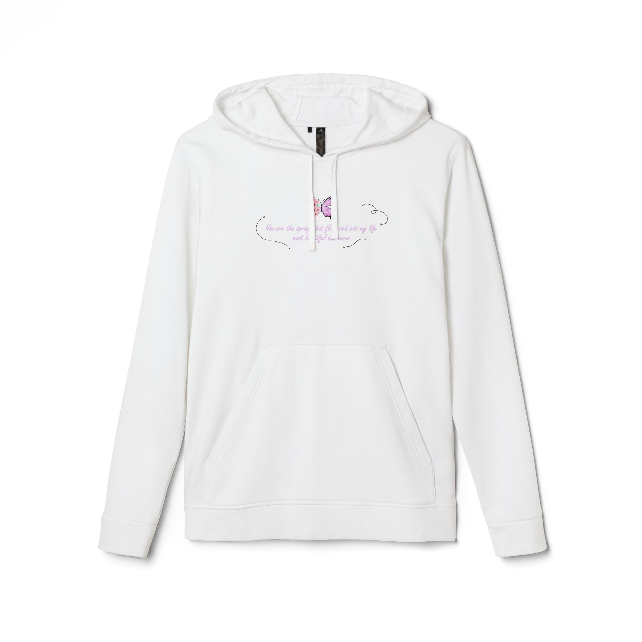 Unisex White Floral Butterfly Spring Quote BCI Cotton Adidas Hoodie