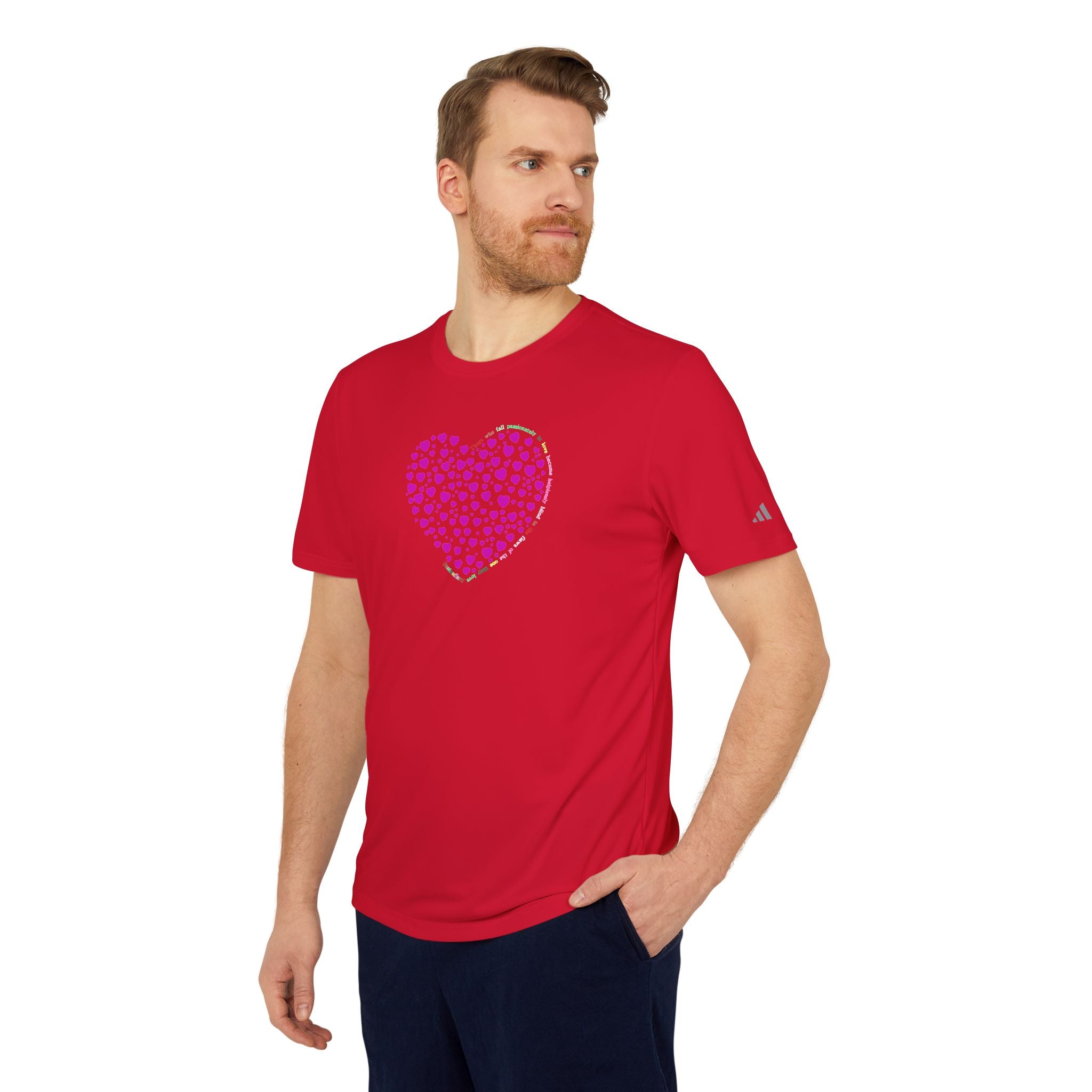 Camiseta Deportiva Unisex Adidas® con Diseño de Corazón Rosa