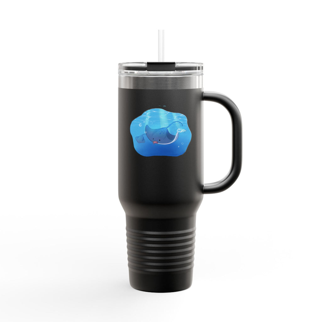 Navy Blue Cute Swimming Stingray 40oz Stainless Steel Insulated Travel Mug