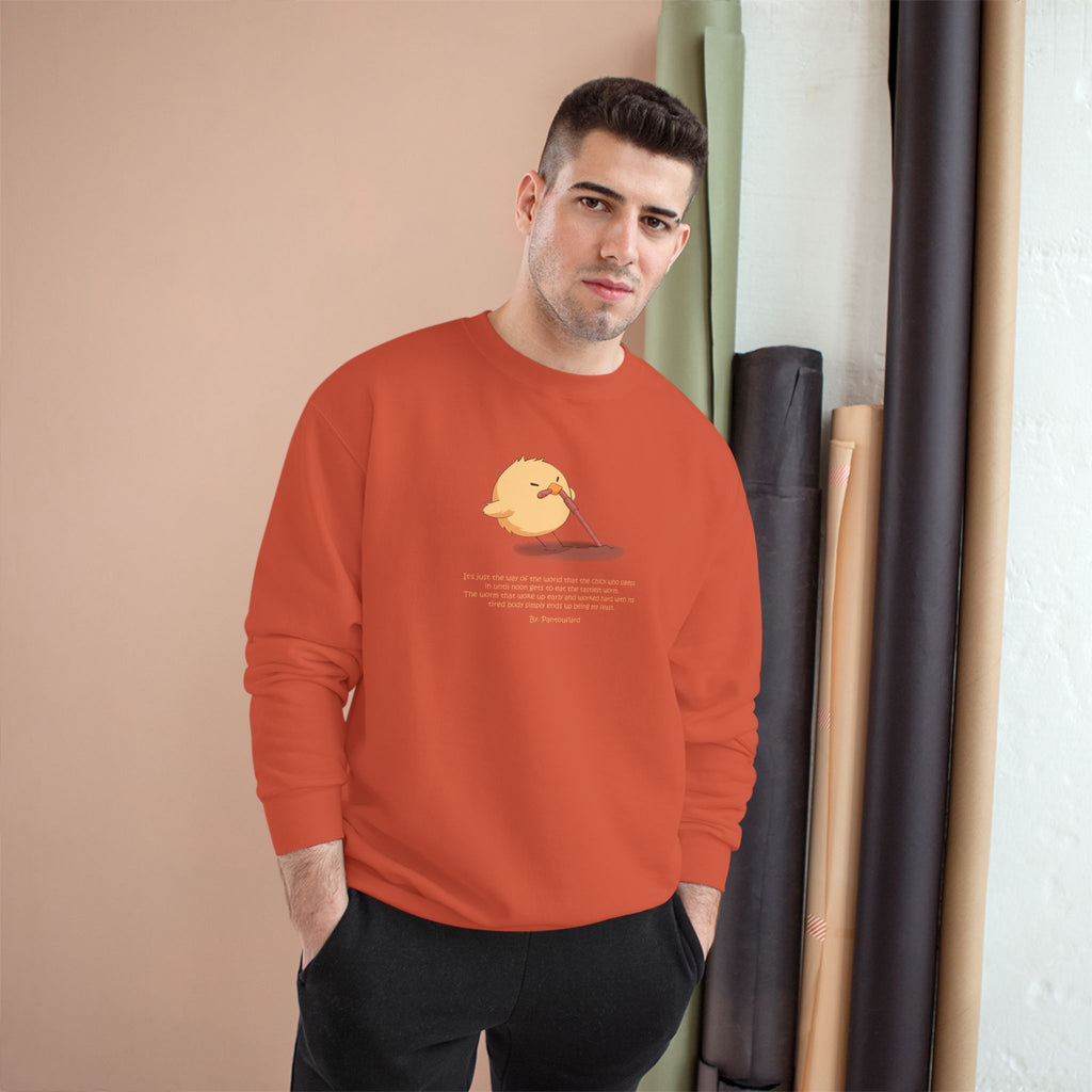 Early Bird Parody Champion Sweatshirt | Sarcastic "Late Sleeper" Quote Crewneck | The Early Worm Gets Eaten Graphic | Oversized Fit (S-3XL)