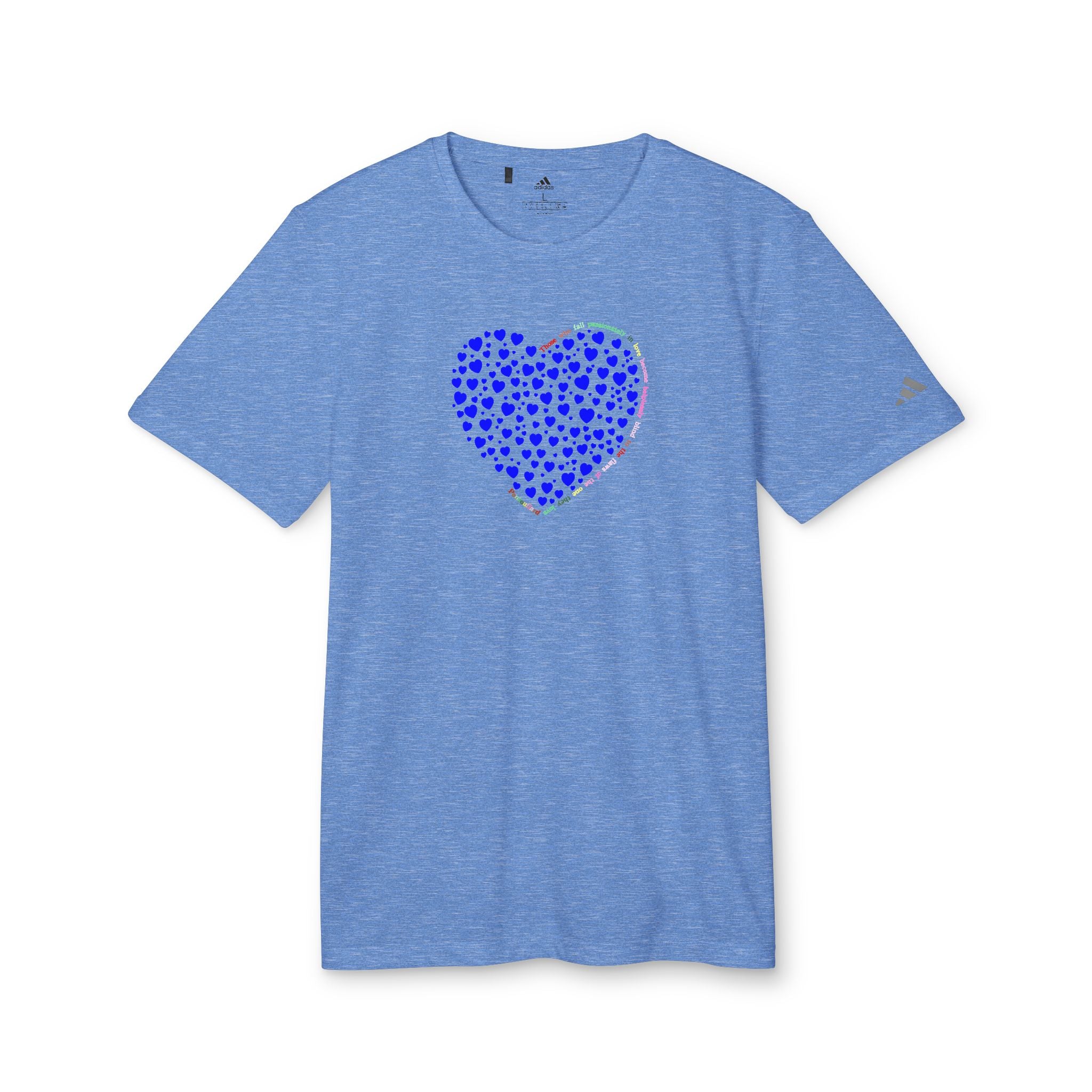 Camiseta Deportiva Unisex Adidas® con Diseño de Corazón Azul