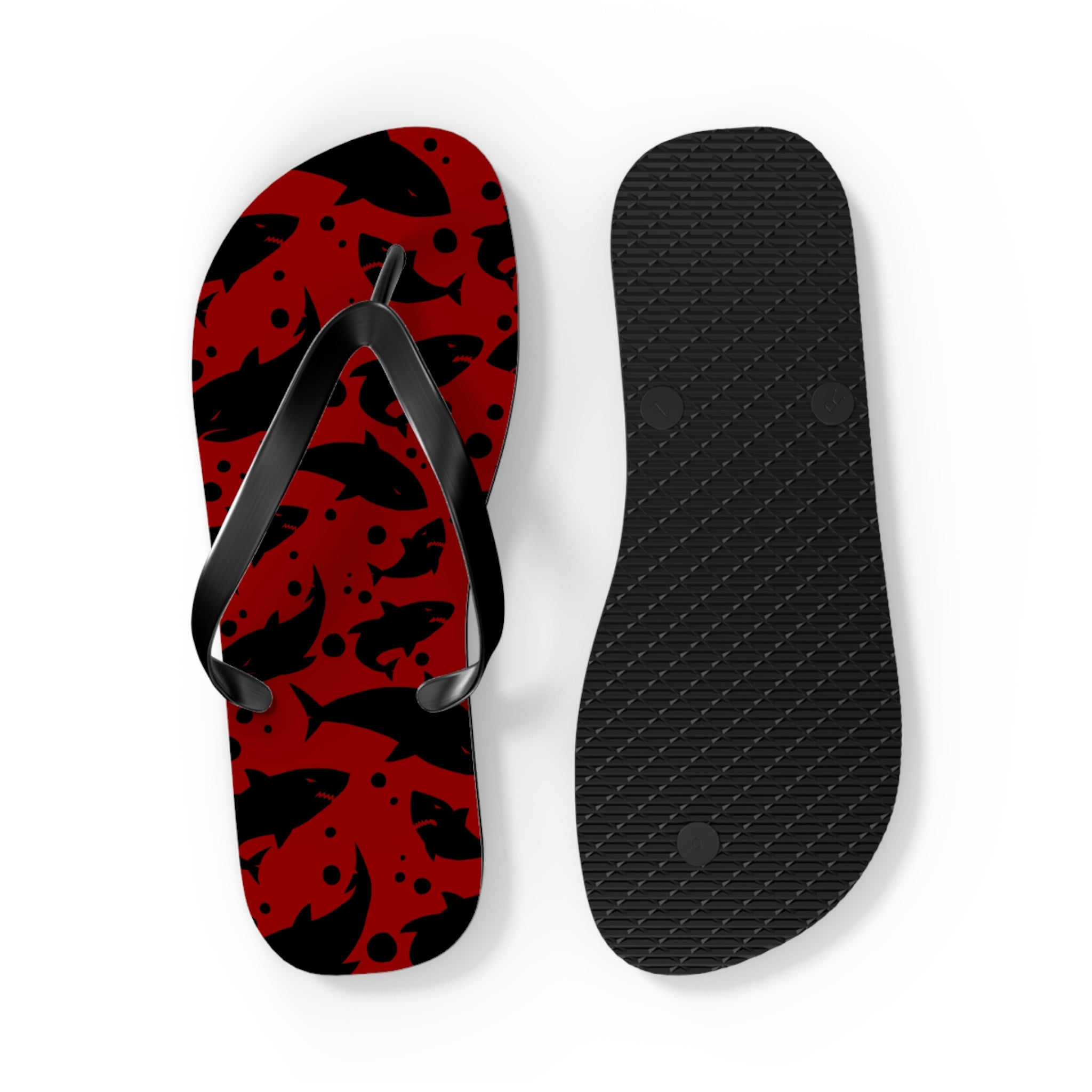 Unisex Red Black Shark Silhouette Pattern EVA Polyester Flip Flops