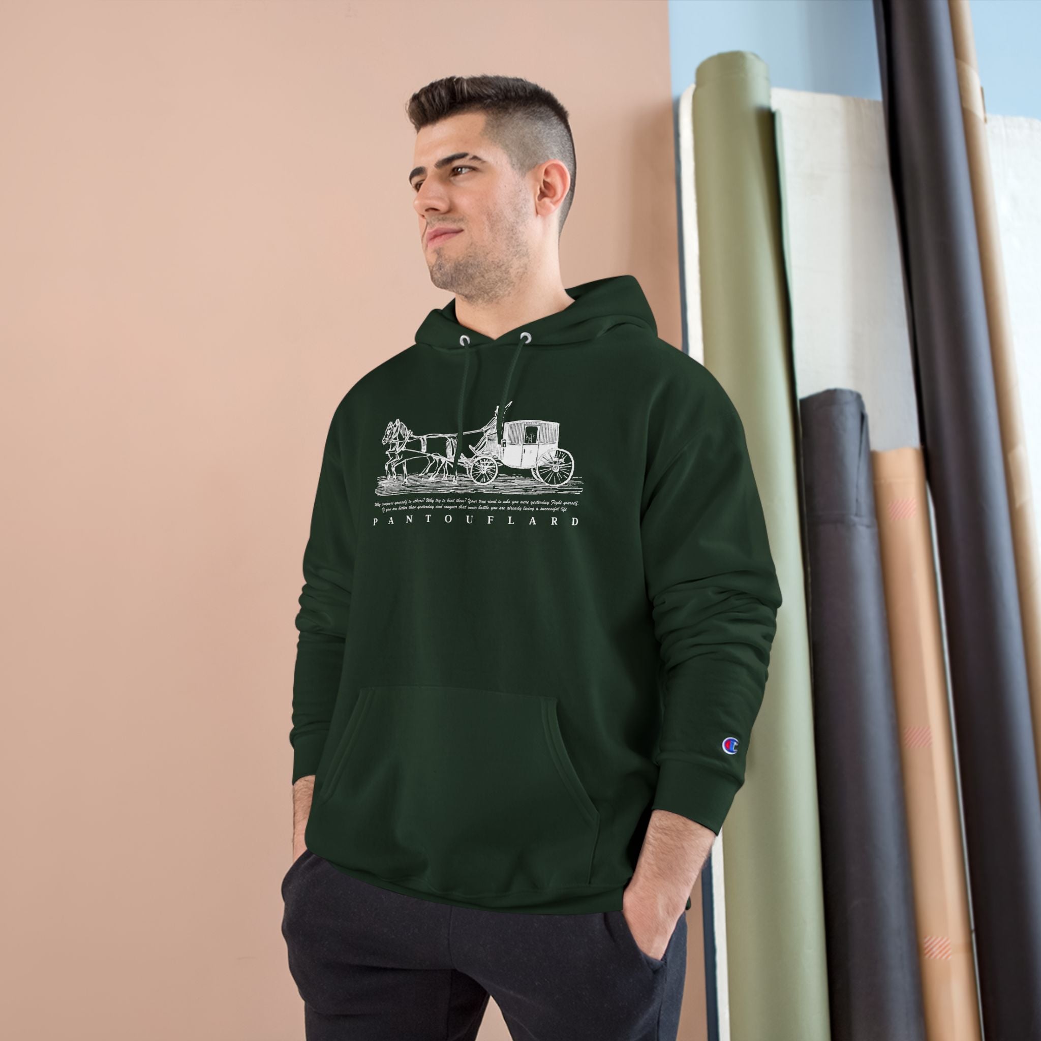 Old Money Equestrian Heritage Hoodie - The Timeless Carriage II (Champion Authentic Eco-Fleece)