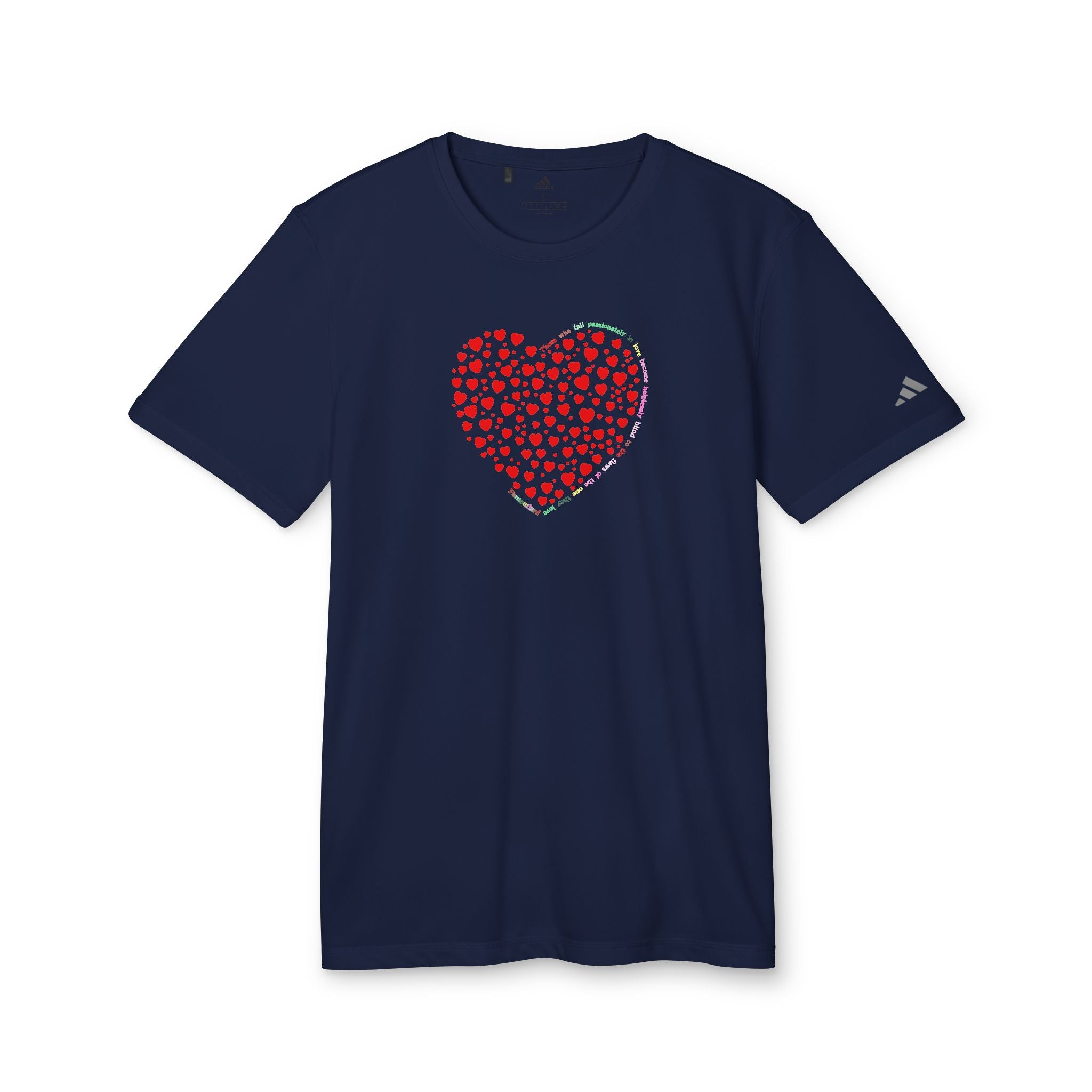 Camiseta Deportiva Unisex Adidas® con Diseño de Corazón Rojo Brillante