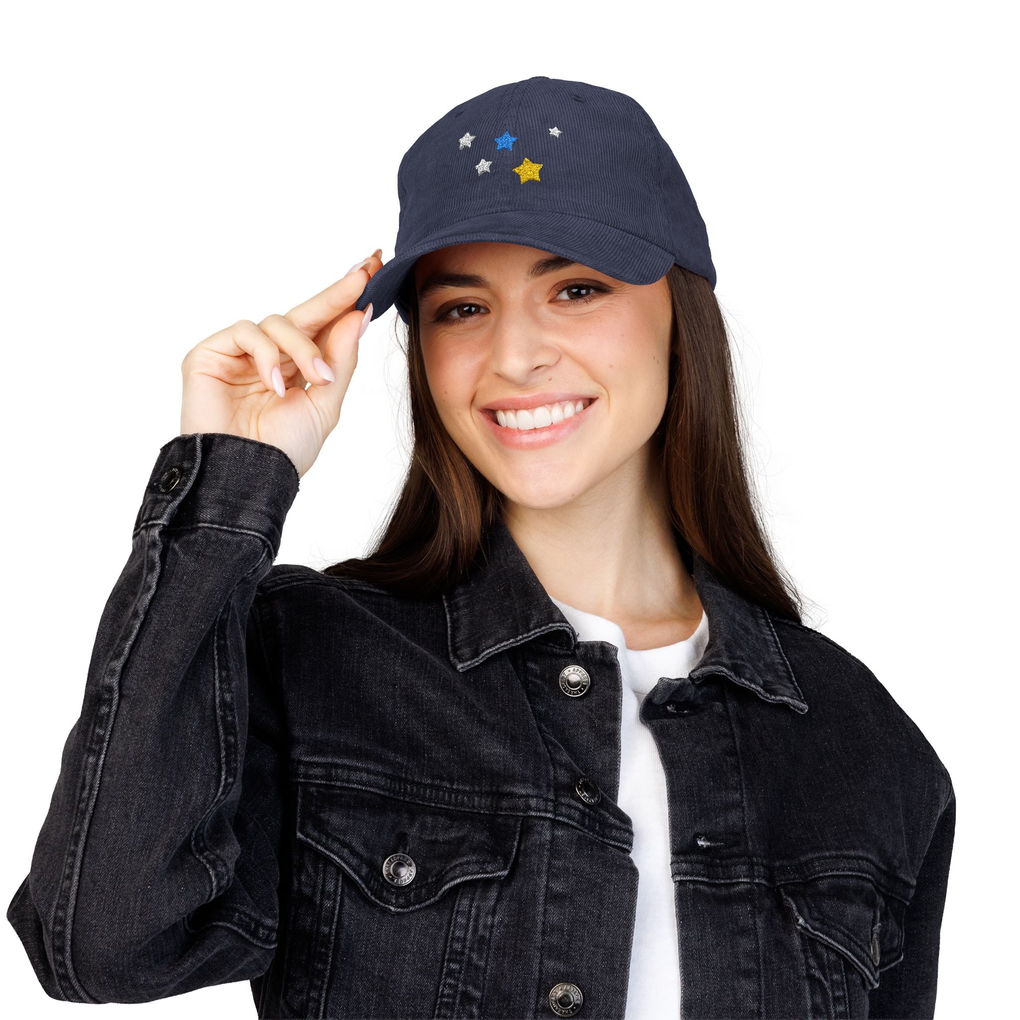 Unisex Cassiopeia Star Embroidered Cotton Corduroy Cap