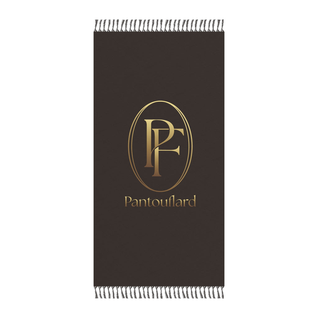 Dark Brown Elegant Gold PF Monogram Logo 100% Polyester Boho Beach Cloth