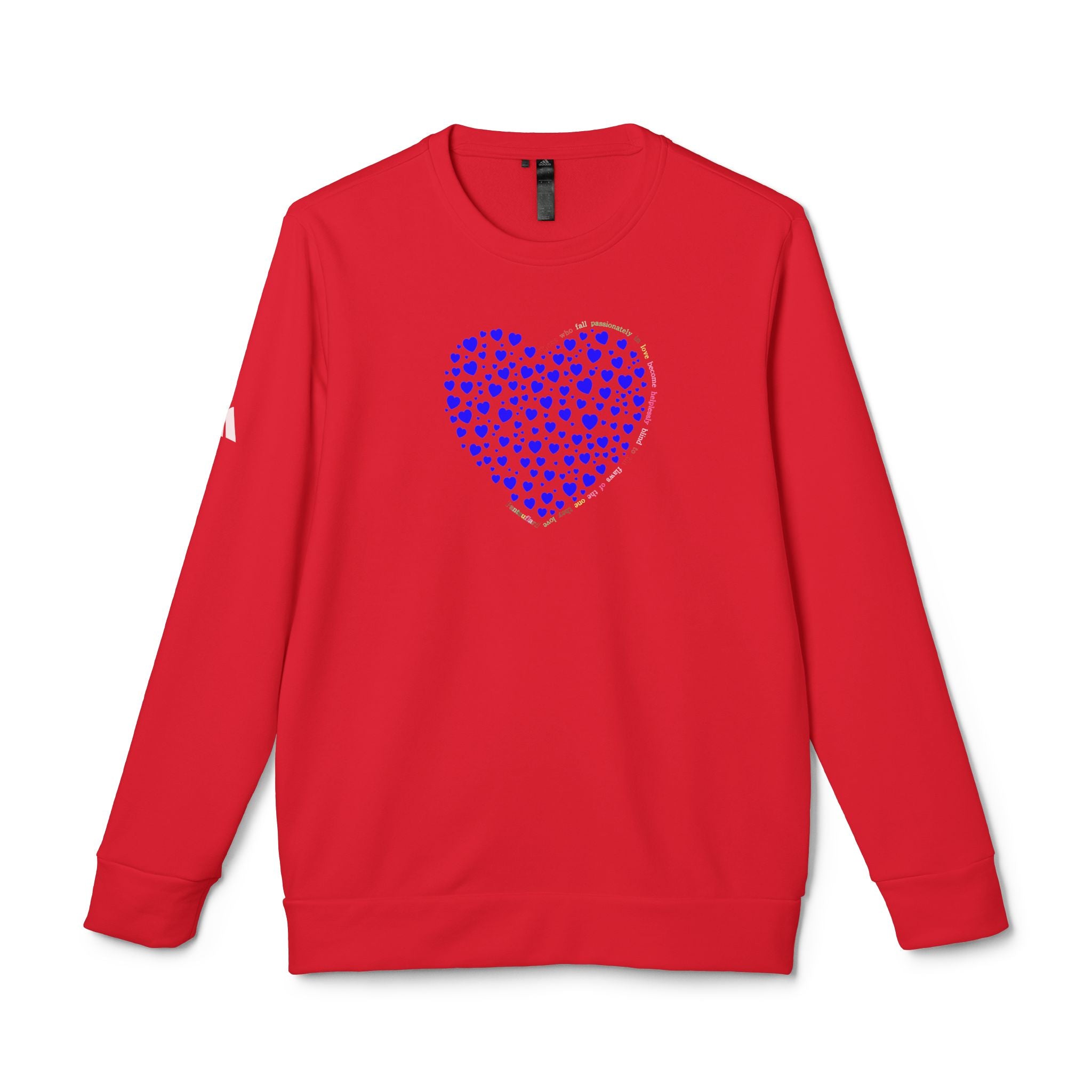 Sudadera unisex Adidas® con cuello redondo y diseño de corazón azul