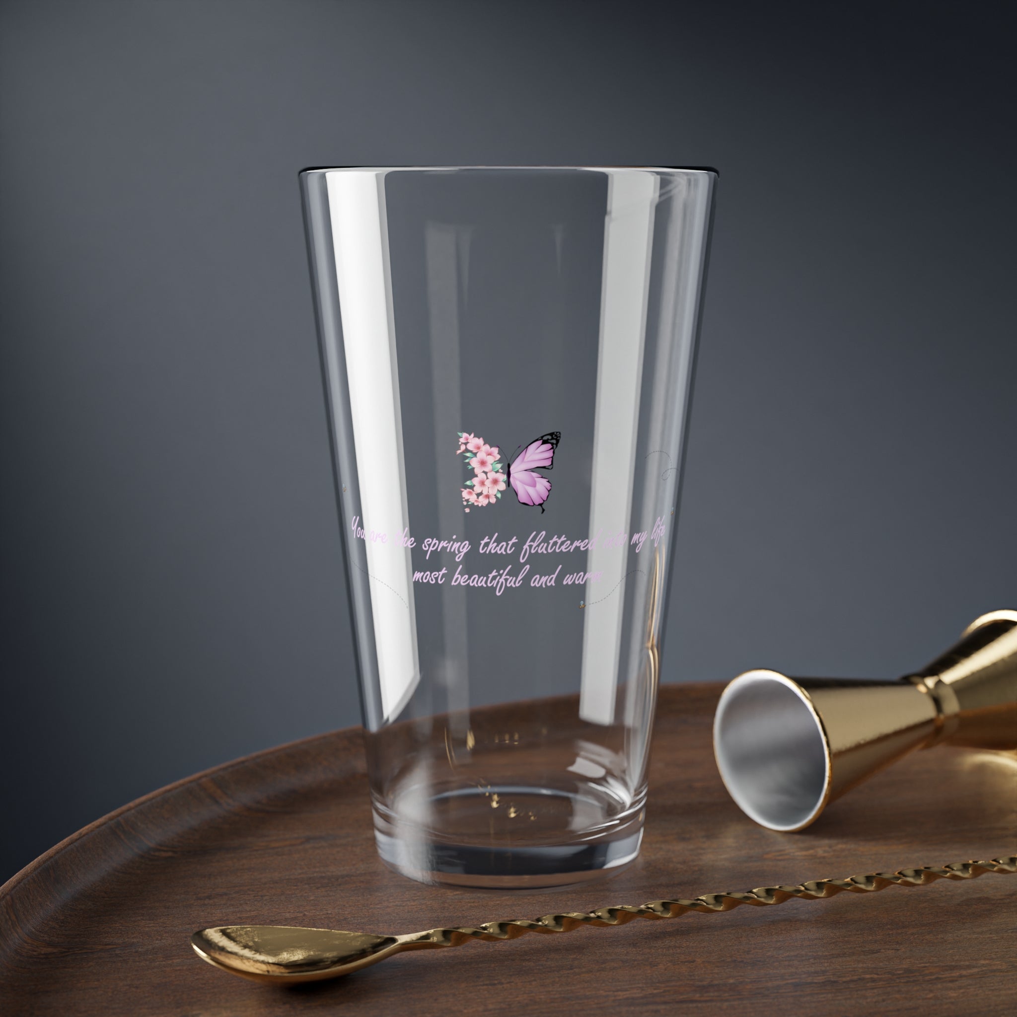 Clear Pantouflard 'Spring Butterfly' Floral Solid Glass Mixer