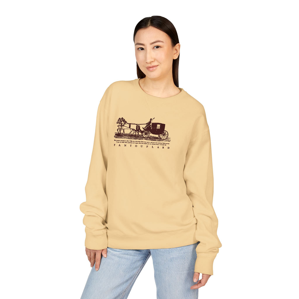 Old Money Equestrian Heritage Crewneck - The Nostalgic Journey I (Dark Academia Garment-Dyed Sweatshirt)