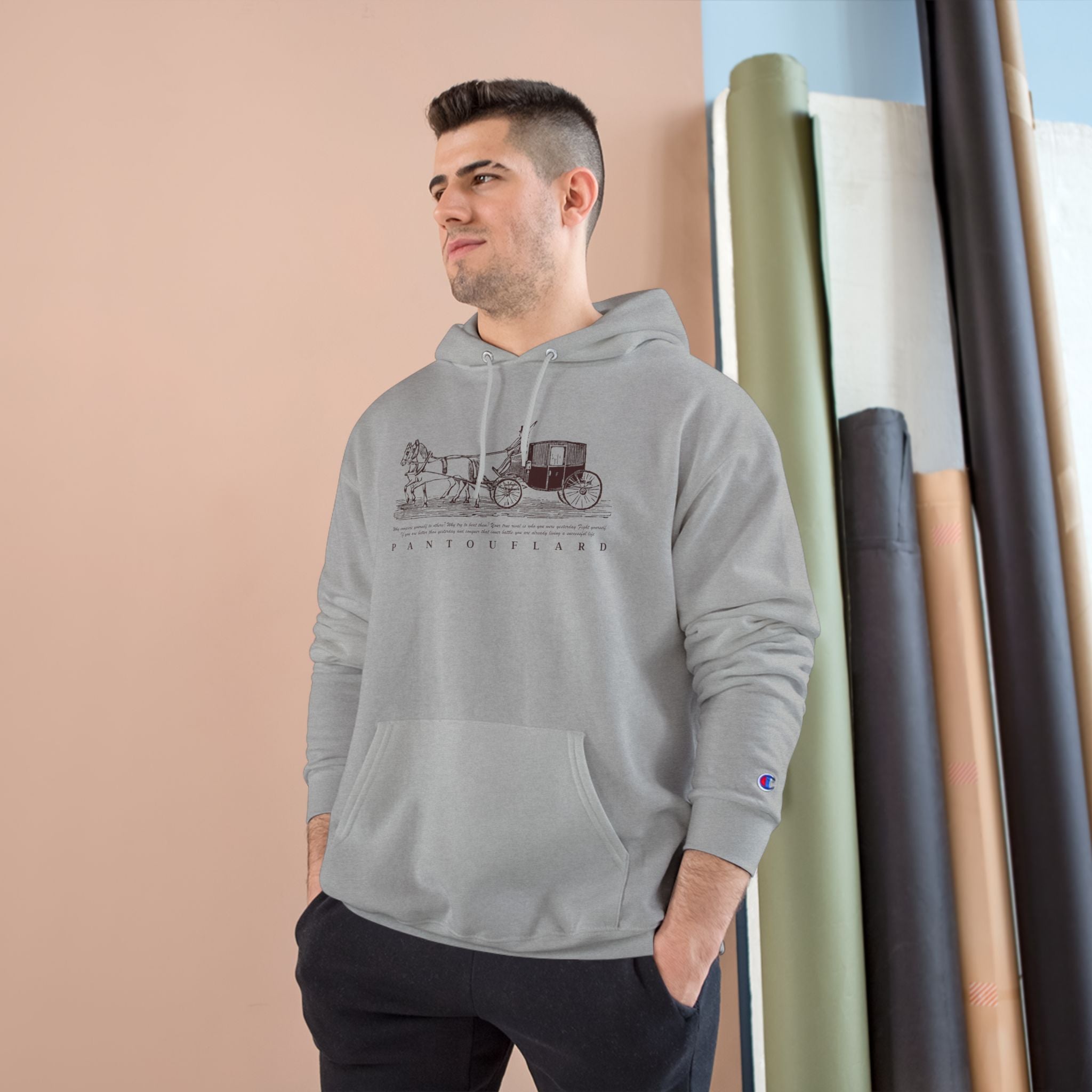 Old Money Equestrian Heritage Hoodie - The Timeless Carriage I (Champion Authentic Eco-Fleece)