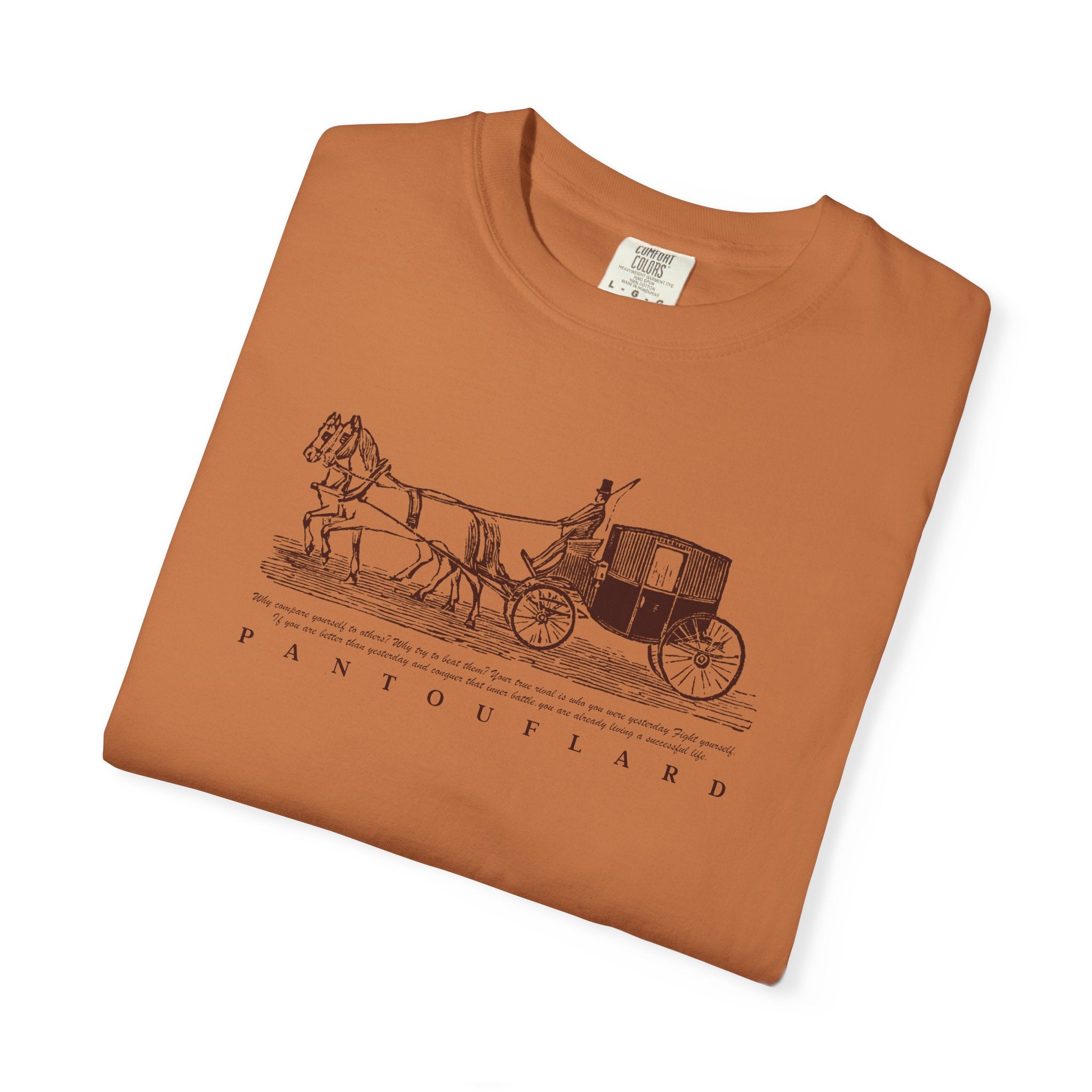 Unisex Burnt Orange Vintage Horse Carriage 100% Cotton T-shirt