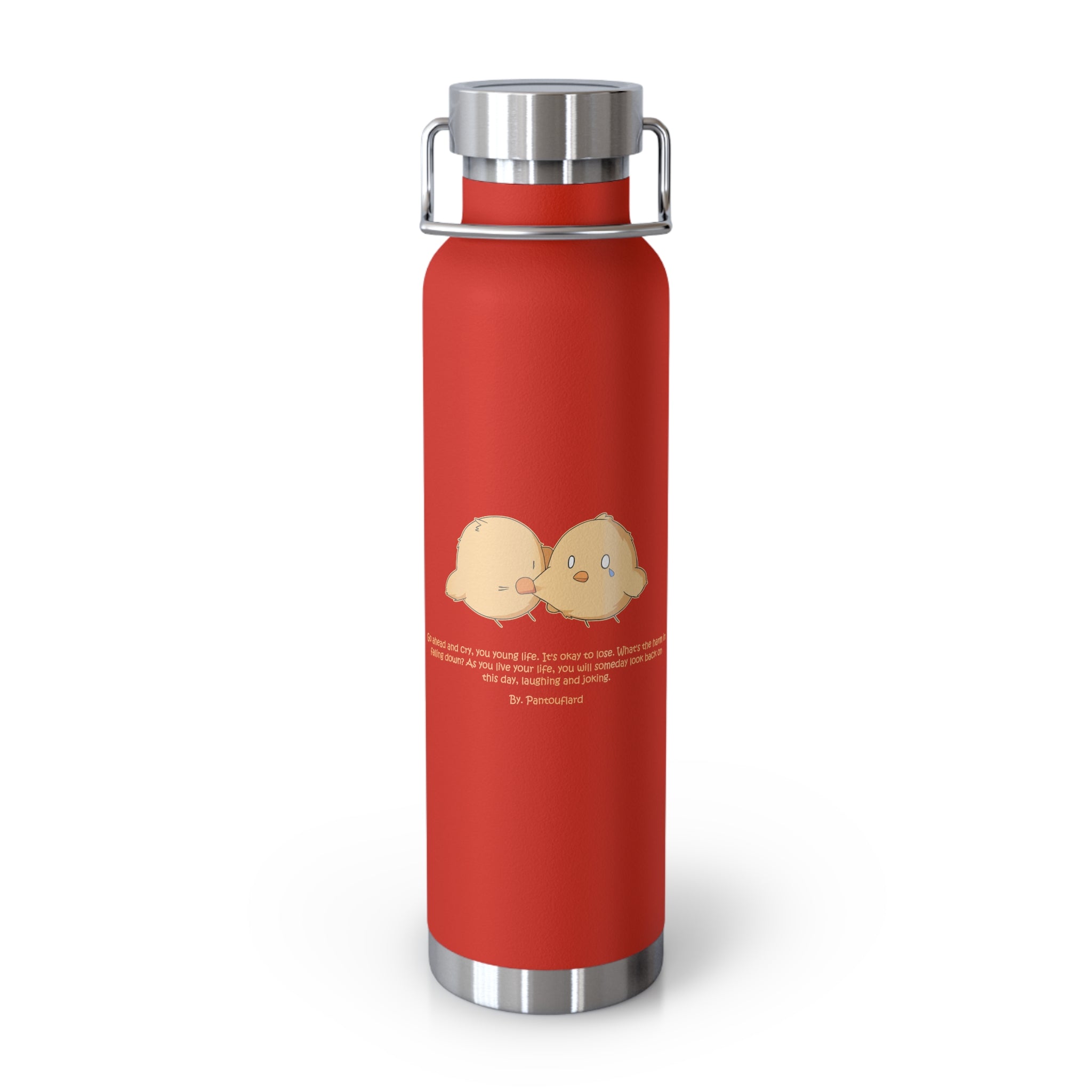 Navy Blue Cute Biting Chicks Quote 22oz Copper Vacuum Insulated Bottle