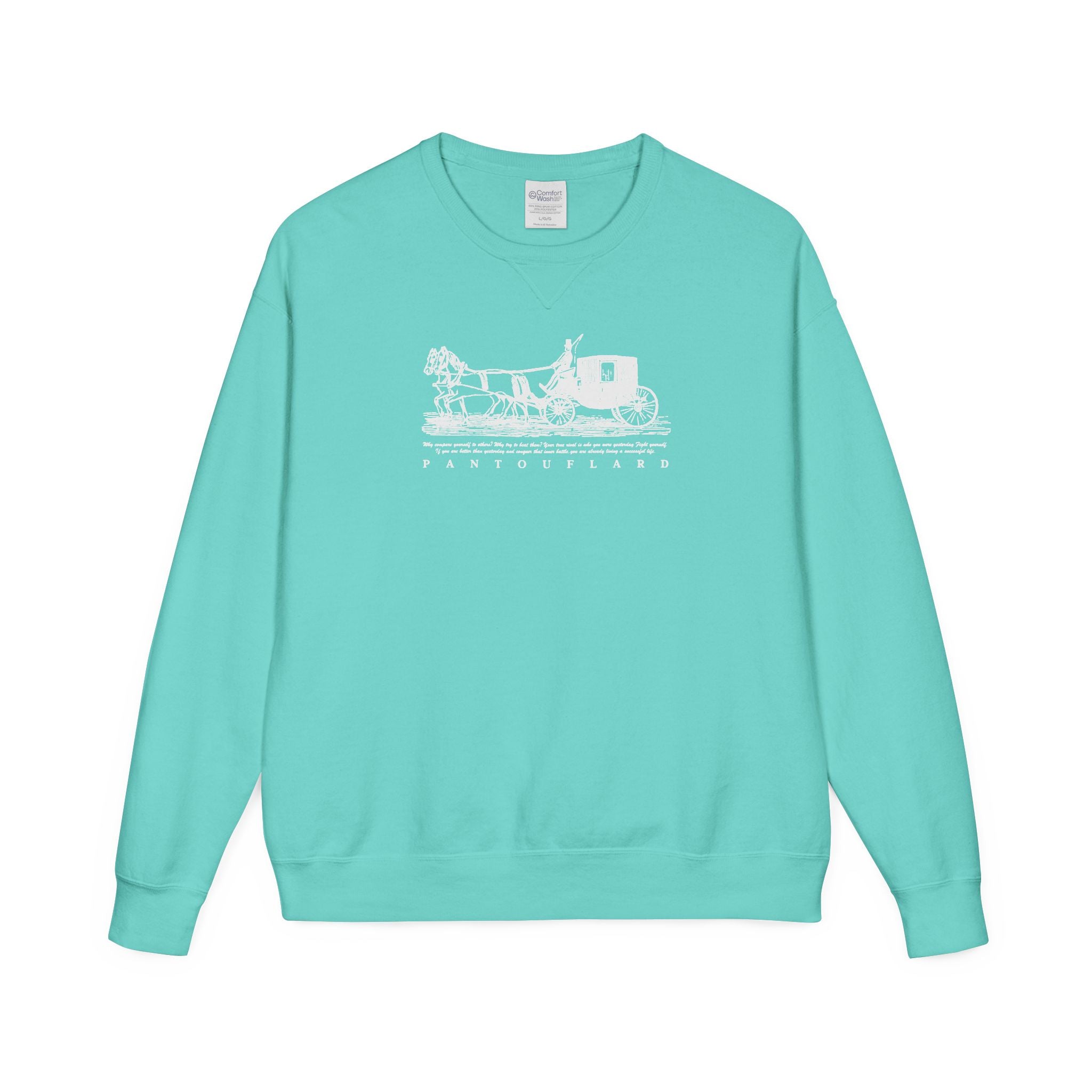 Old Money Equestrian Heritage Crewneck - The Nostalgic Journey II (Dark Academia Garment-Dyed Sweatshirt)