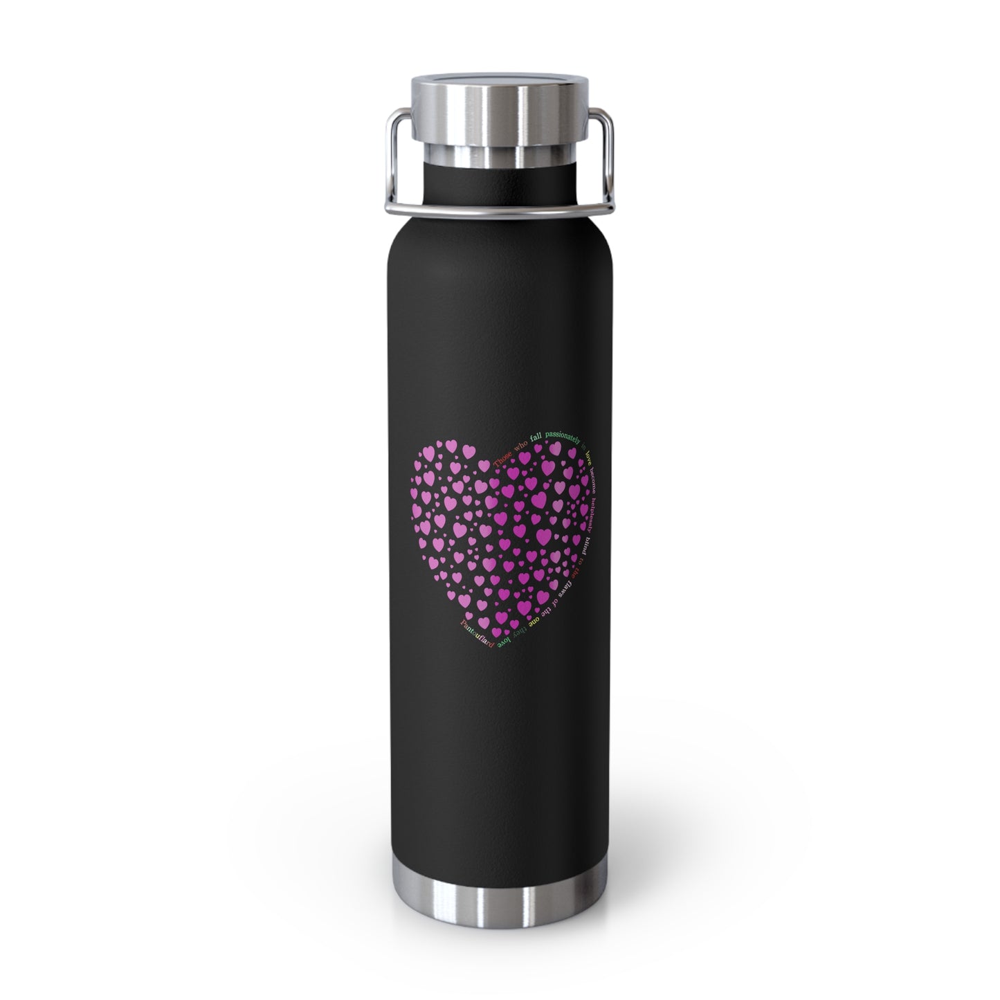 Copper Vacuum Insulated Water Bottle, 22oz (Pink Heart Design)