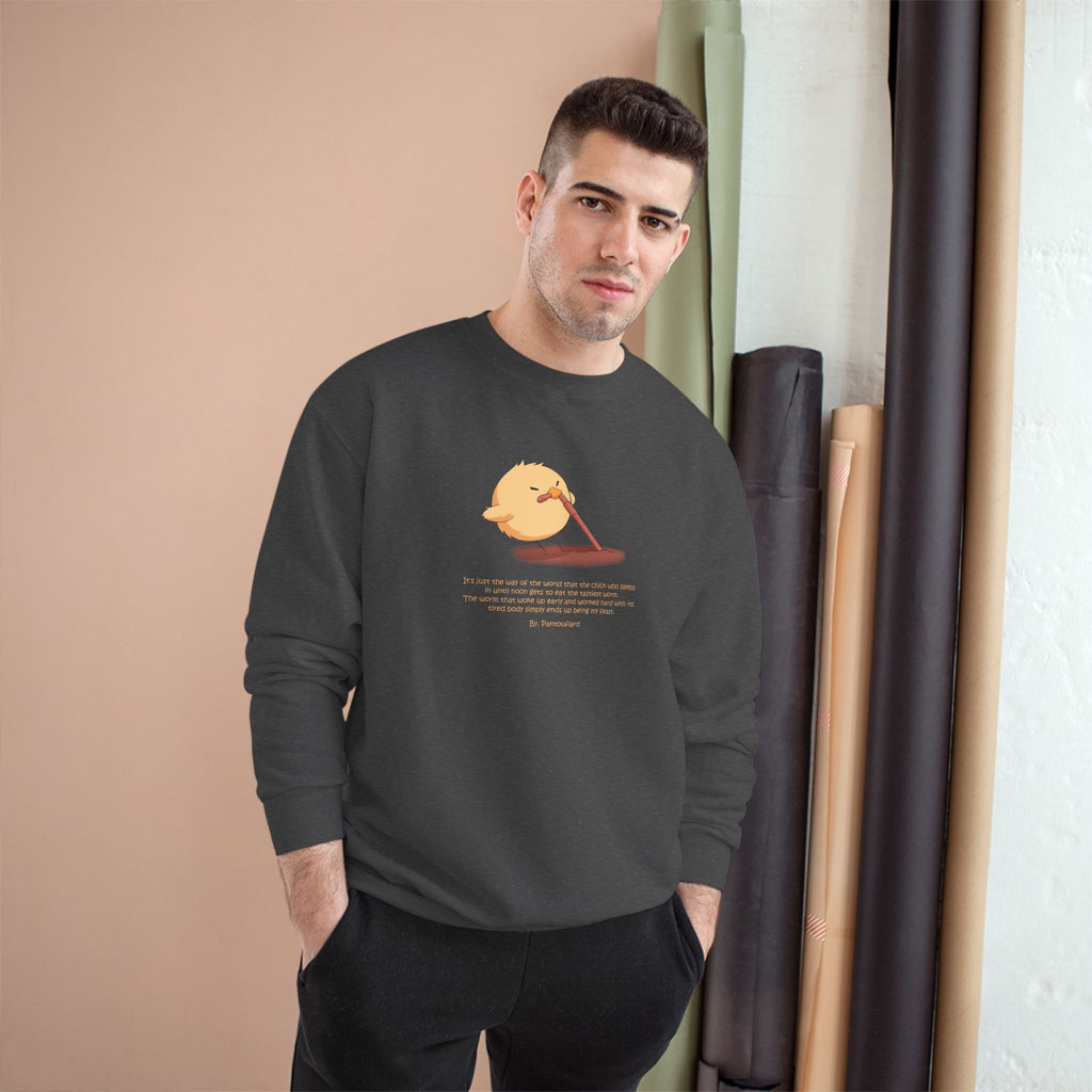 Champion Unisex White Pantouflard Chick Cotton Blend Crewneck Sweatshirt