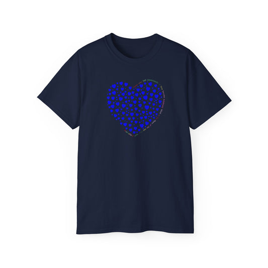 Blue Heart Unisex short sleeved T-shirt