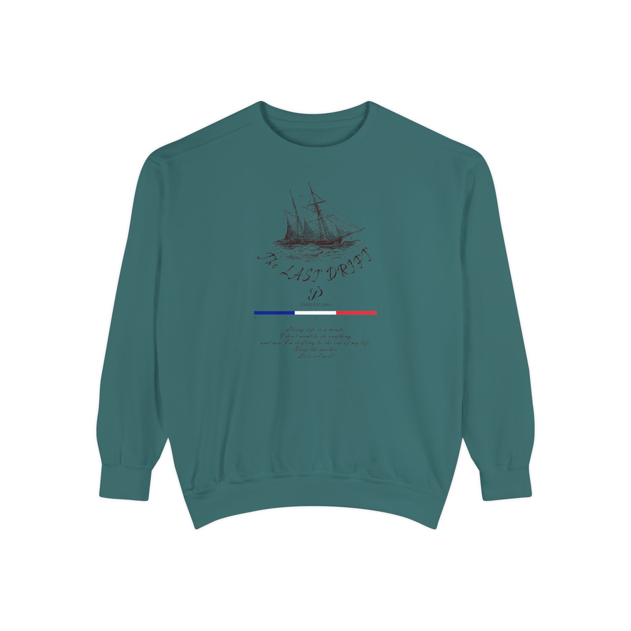 Unisex White Vintage Ship Graphic Cotton Blend Sweatshirt